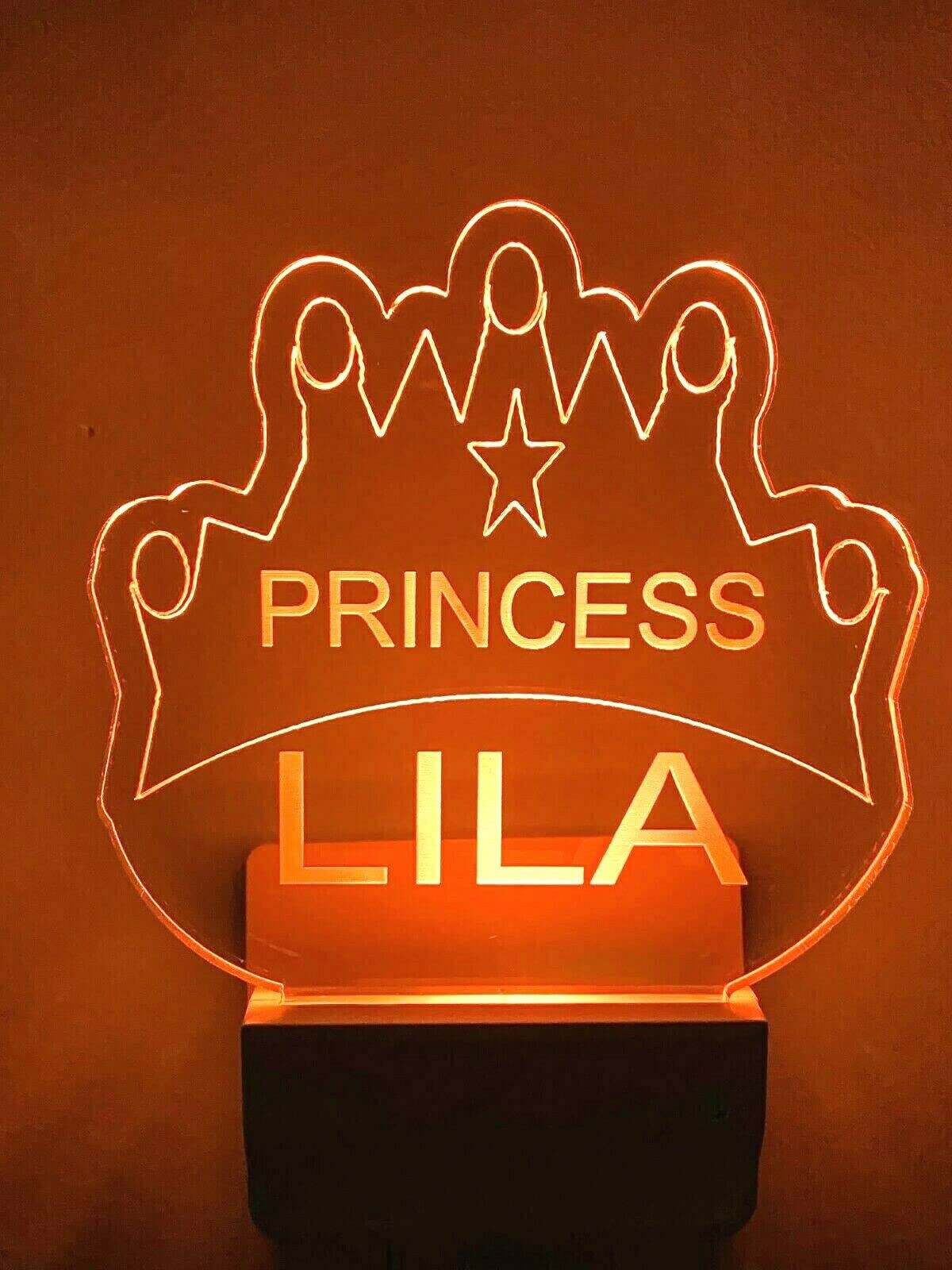 Personalized LED Night Light with Multi-Color Options - Ultra-Slim Touch Control, Dusk to Dawn Sensor, Perfect for Kids' Bedroom, Nursery, Bathroom & Hallway - Ideal Christmas/Birthday Gift (Princess Crown Design)