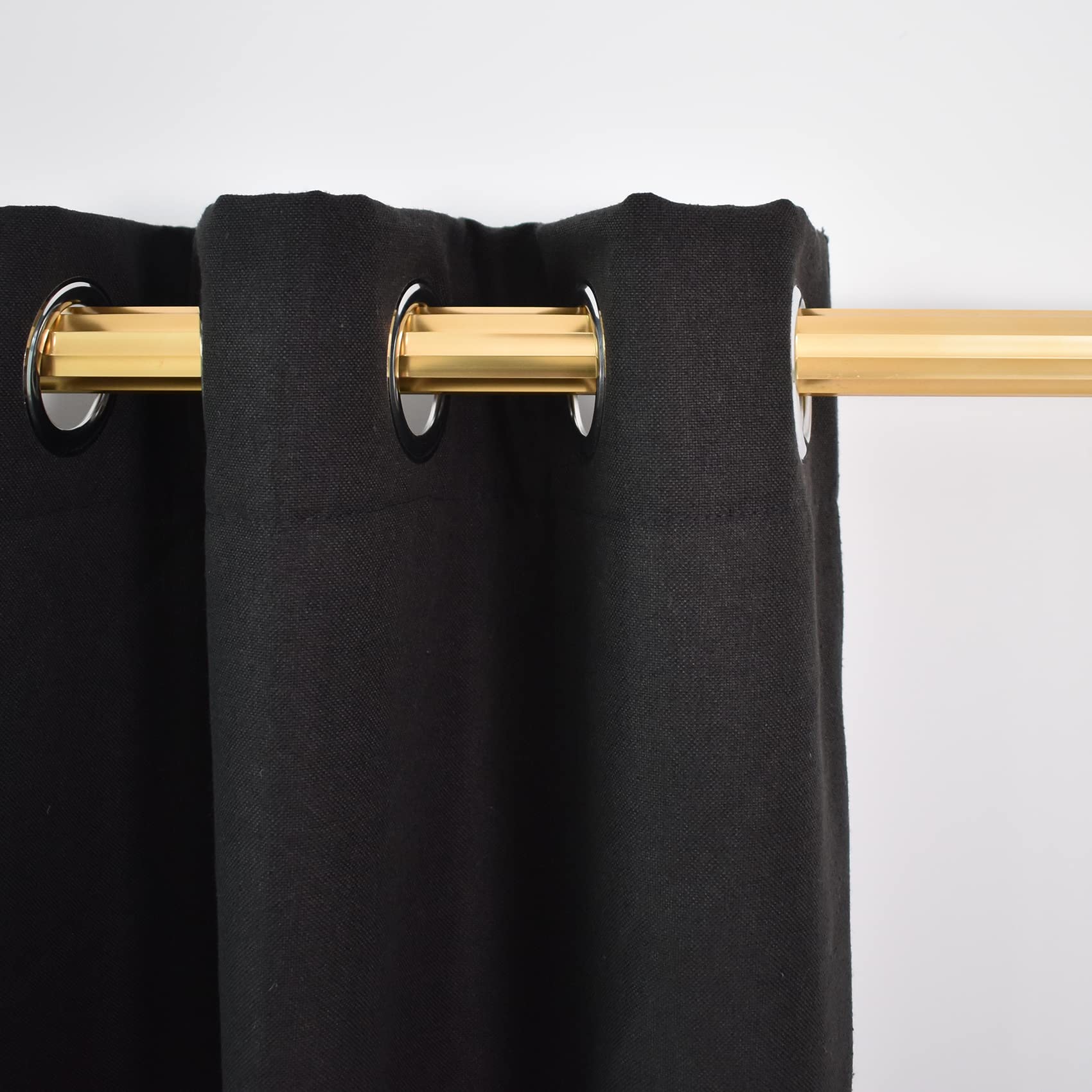 UPOPO Black Linen Textured Curtains 72 Inch Length - Thermal Insulated Grommet Top Window Drapes for Kitchen, Living Room, Bedroom & Basement - 2 Panels Set for Privacy & Light Control - Perfect for Home Decor & Room Darkening