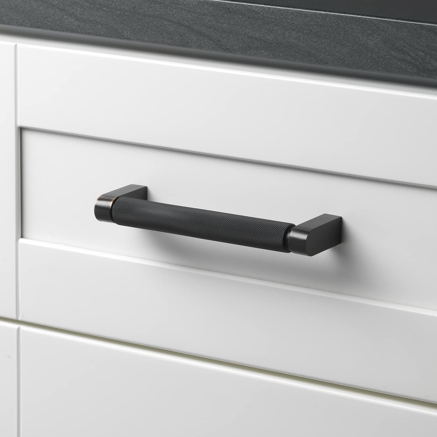 GlideRite Solid Knurled Bar Pull Cabinet Handle - 5 Inch & 6-5/16 Inch (4788) - Perfect for Kitchen Cabinets, Drawers & Furniture Hardware Upgrade