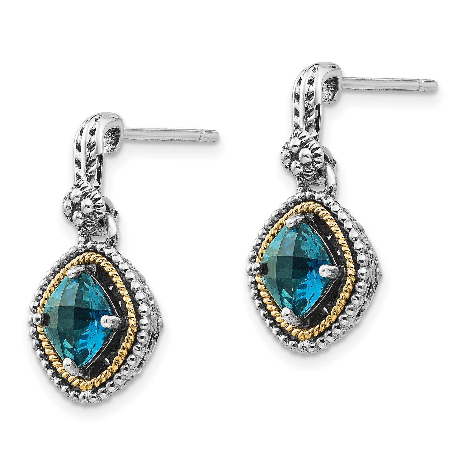 14K Multi-Tone Gold London Blue Topaz Post Earrings 23x13mm - Elegant Stud Earrings for Women, Perfect for Weddings, Parties & Everyday Wear