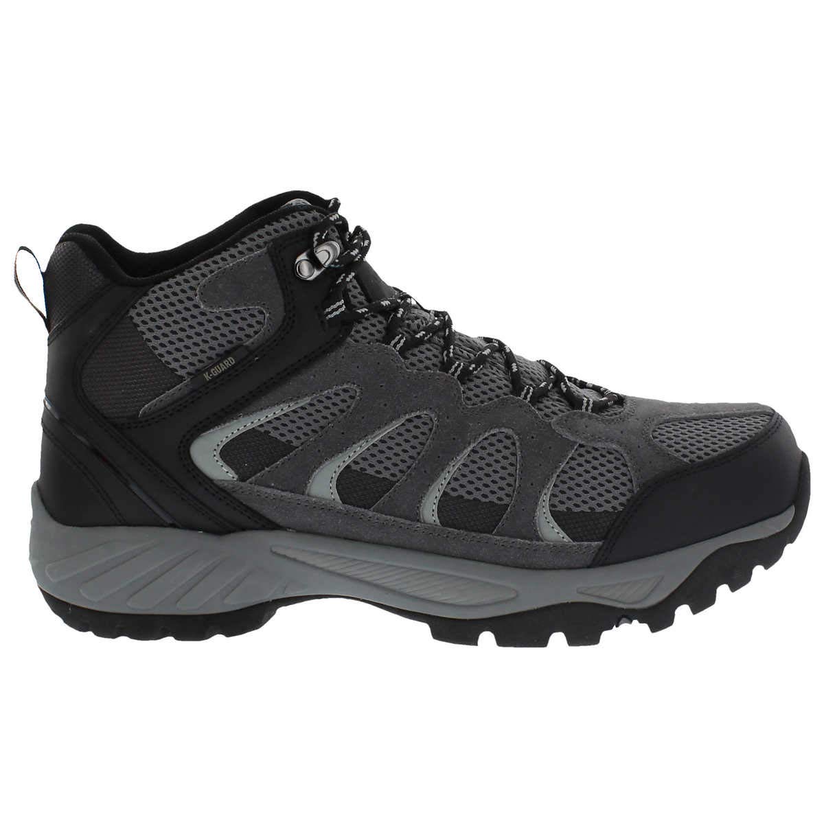Khombu Tyler Men's Leather Hiking Boots - Waterproof Outdoor Tactical Boots for Men, Black/Grey - Perfect for Mountain Climbing, Camping & Winter Adventures