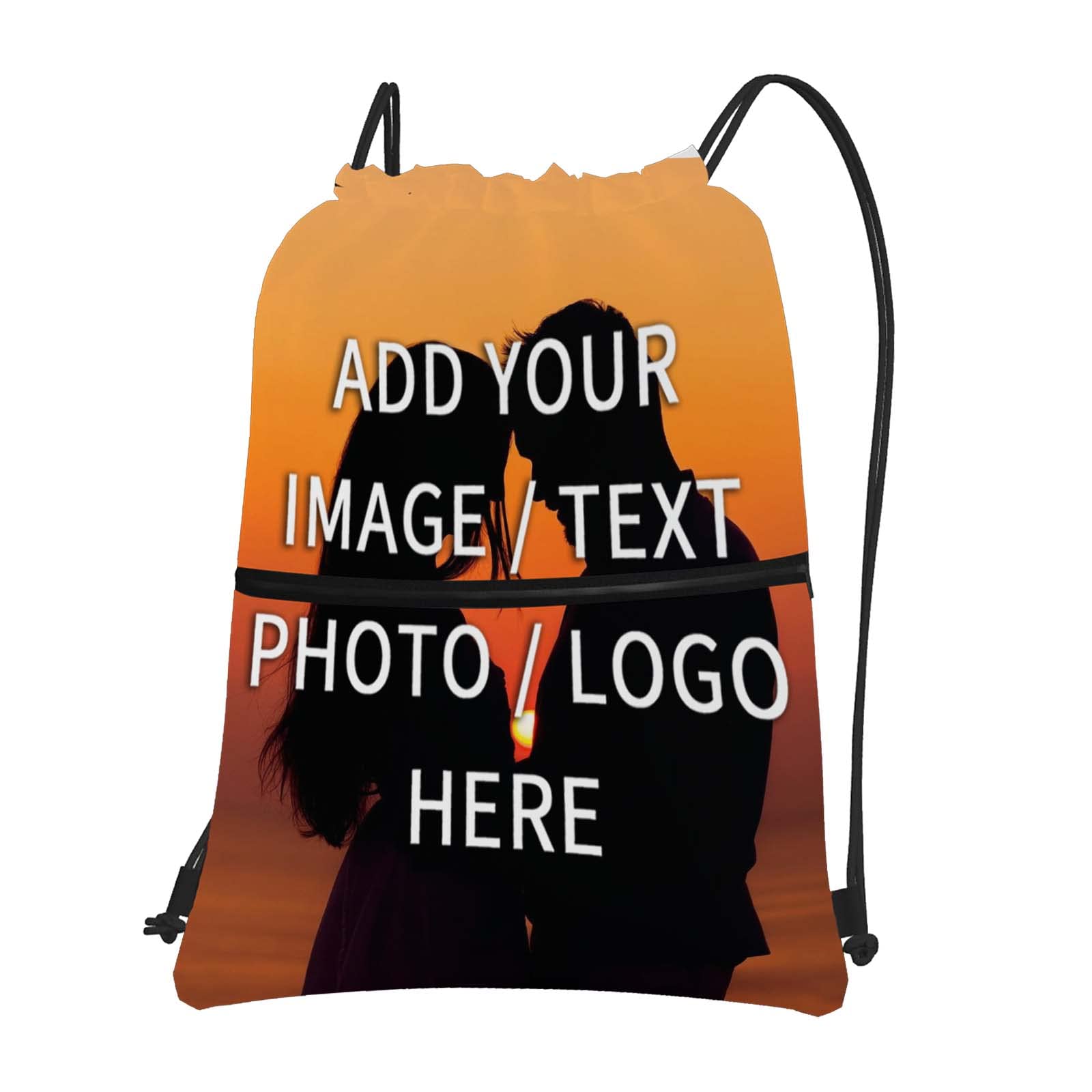 Personalized Monogram Drawstring Backpack - Custom Gym Yoga Sports Bag with Zipper Pocket | Great for Workouts, Travel & School Activities