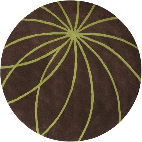 Surya Forum FM-7073 Contemporary Hand-Tufted 100% Wool Dark Chocolate 6-Foot Round Abstract Area Rug for Living Room, Bedroom & Office Decor