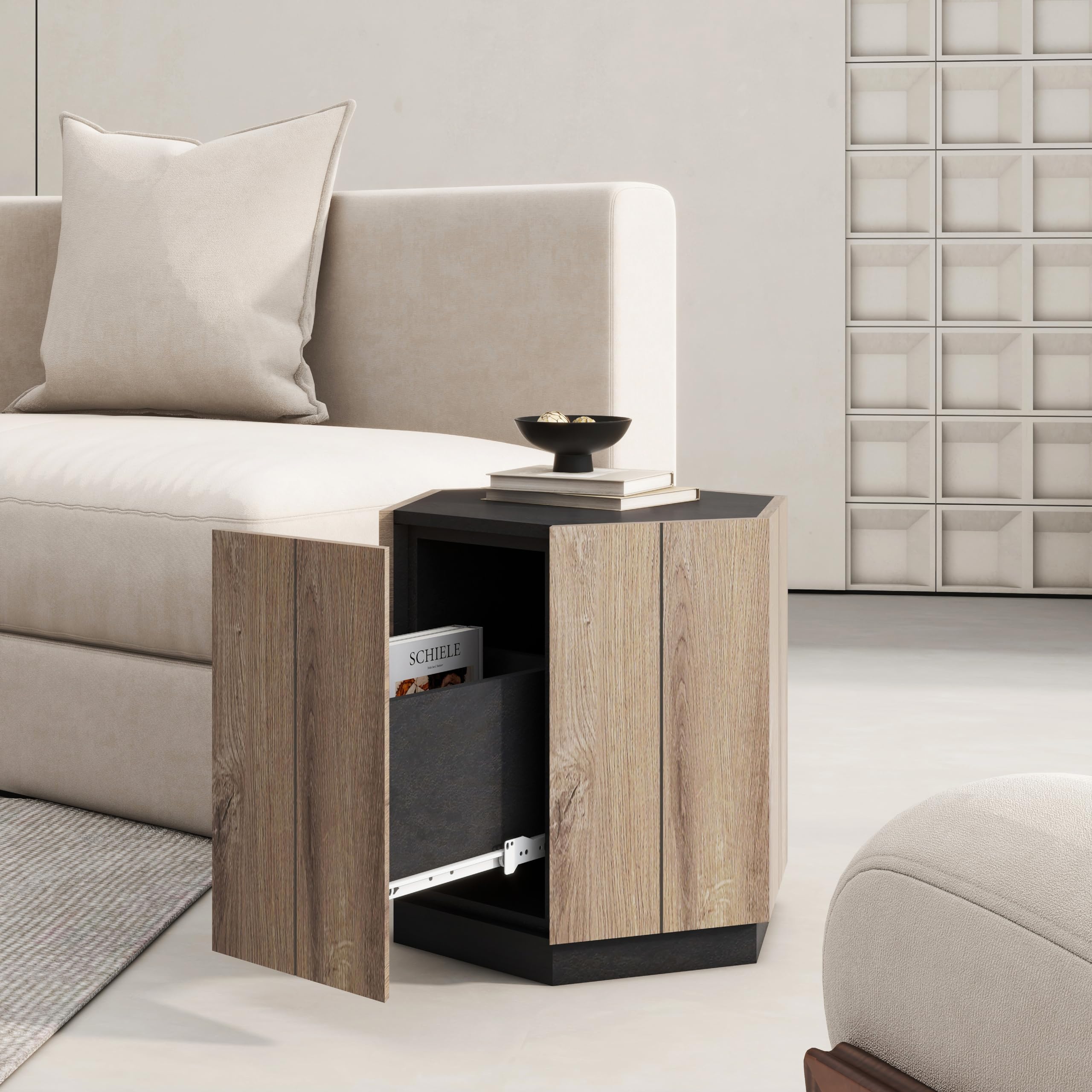 Hexagonal Nesting Coffee Table Set of 2 with Storage Drawers - Farmhouse & Industrial Style for Living Room Bedroom