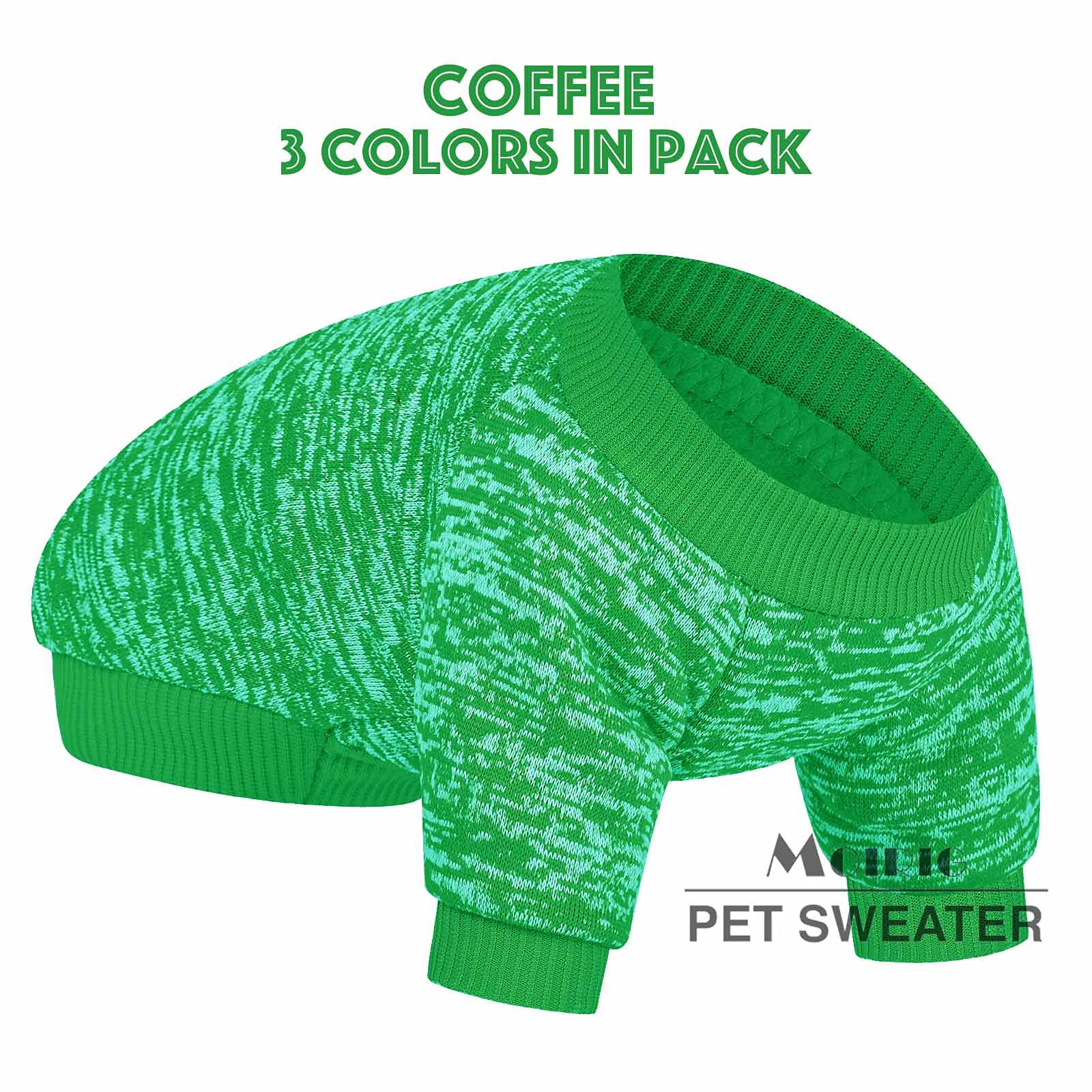 Warm Dog Sweater for Small Dogs - 3 Pack Soft Pet Clothes for Puppies, Cats & Medium/Large Dogs - Christmas Winter Dog Shirts for Boys & Girls (Red, Green, Coffee, X-Small) - Perfect for Cold Weather, Holiday Photos & Indoor Comfort