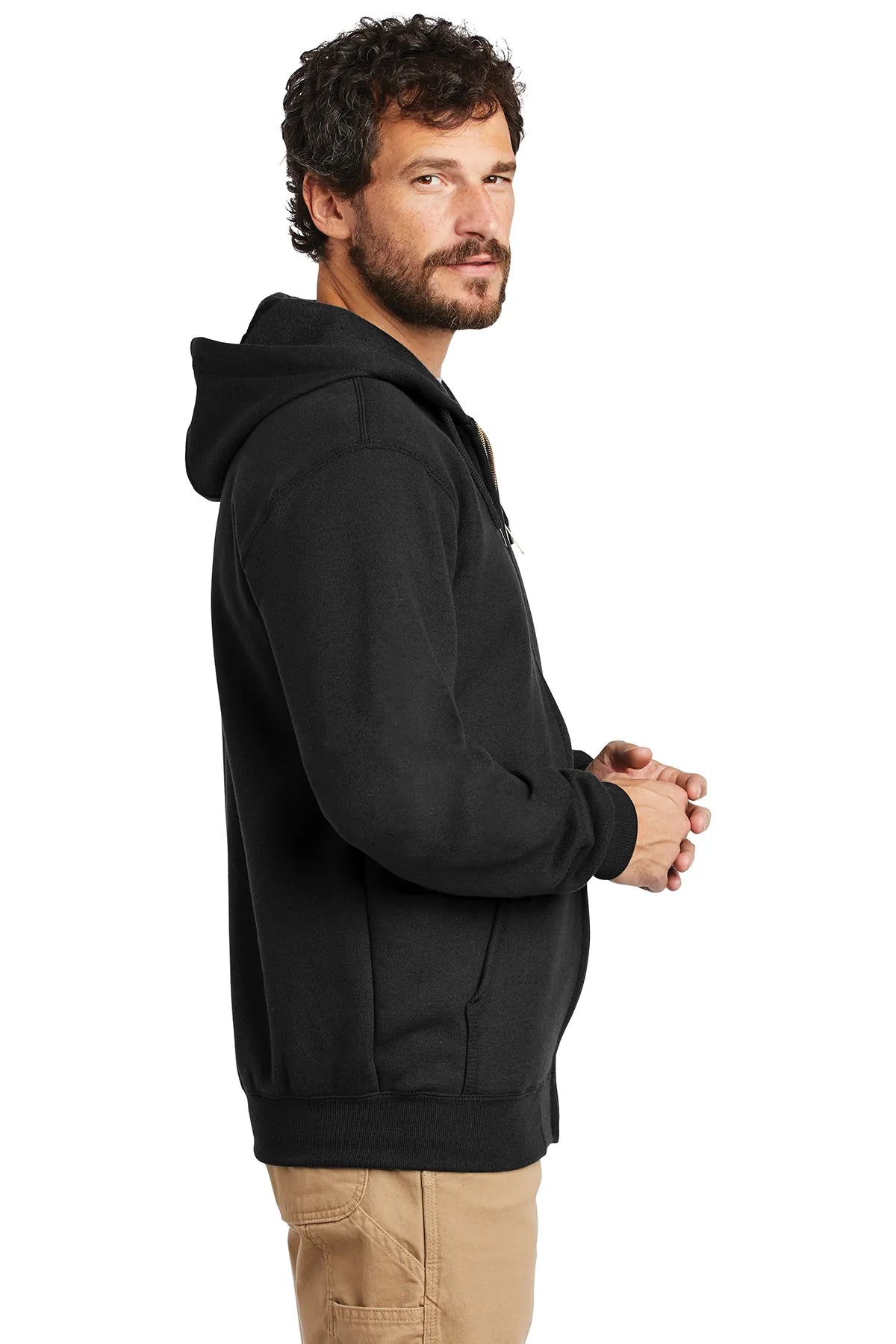Carhartt Midweight Zip-Up Hoodie for Men - Black, Heavyweight Fleece Pullover for Work & Outdoor Activities