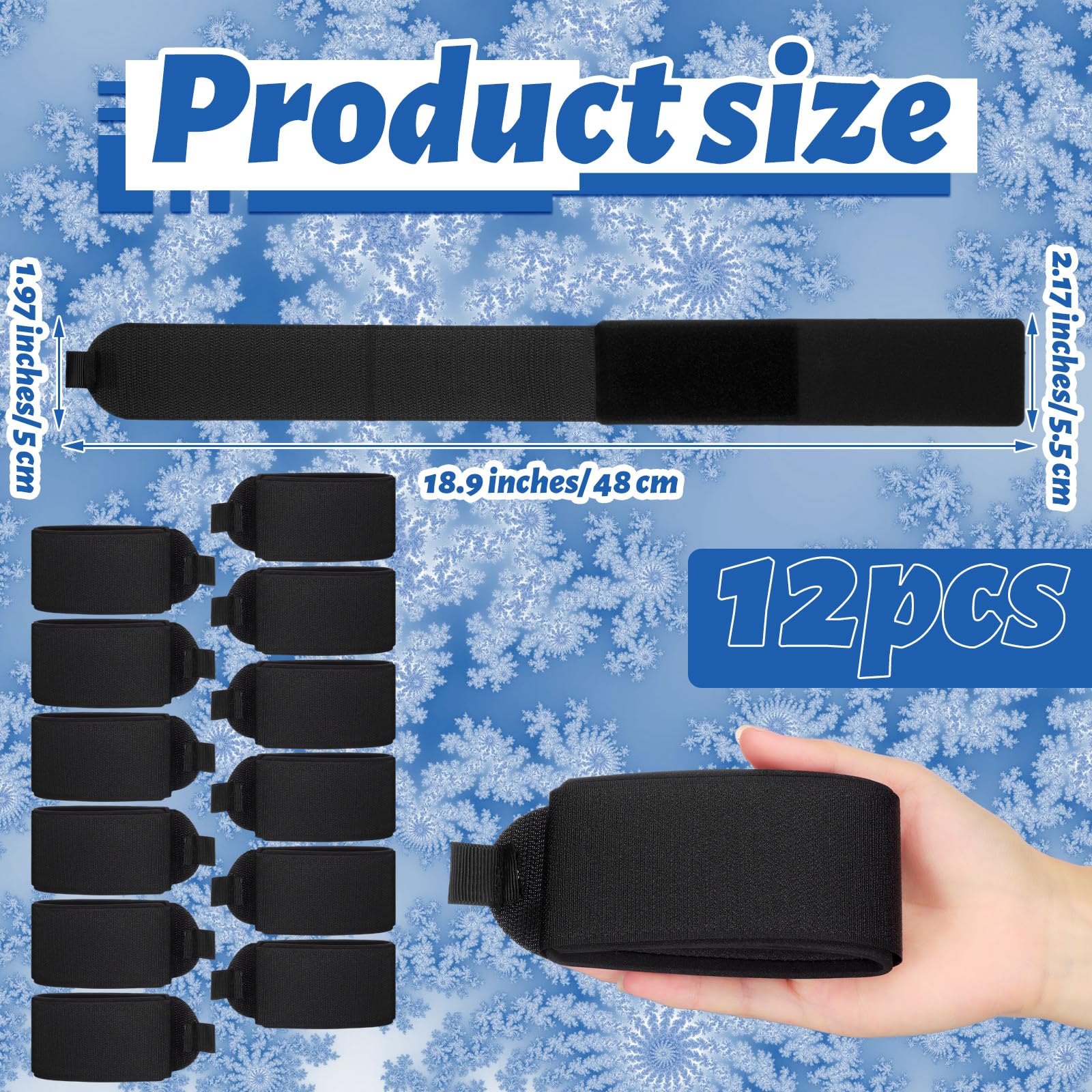 12 Pack Adjustable Ski Wraps - Winter Snow Sports Gear Accessories for Men & Women - Perfect for Securing Skis, Snowboards & Winter Equipment During Travel & Storage