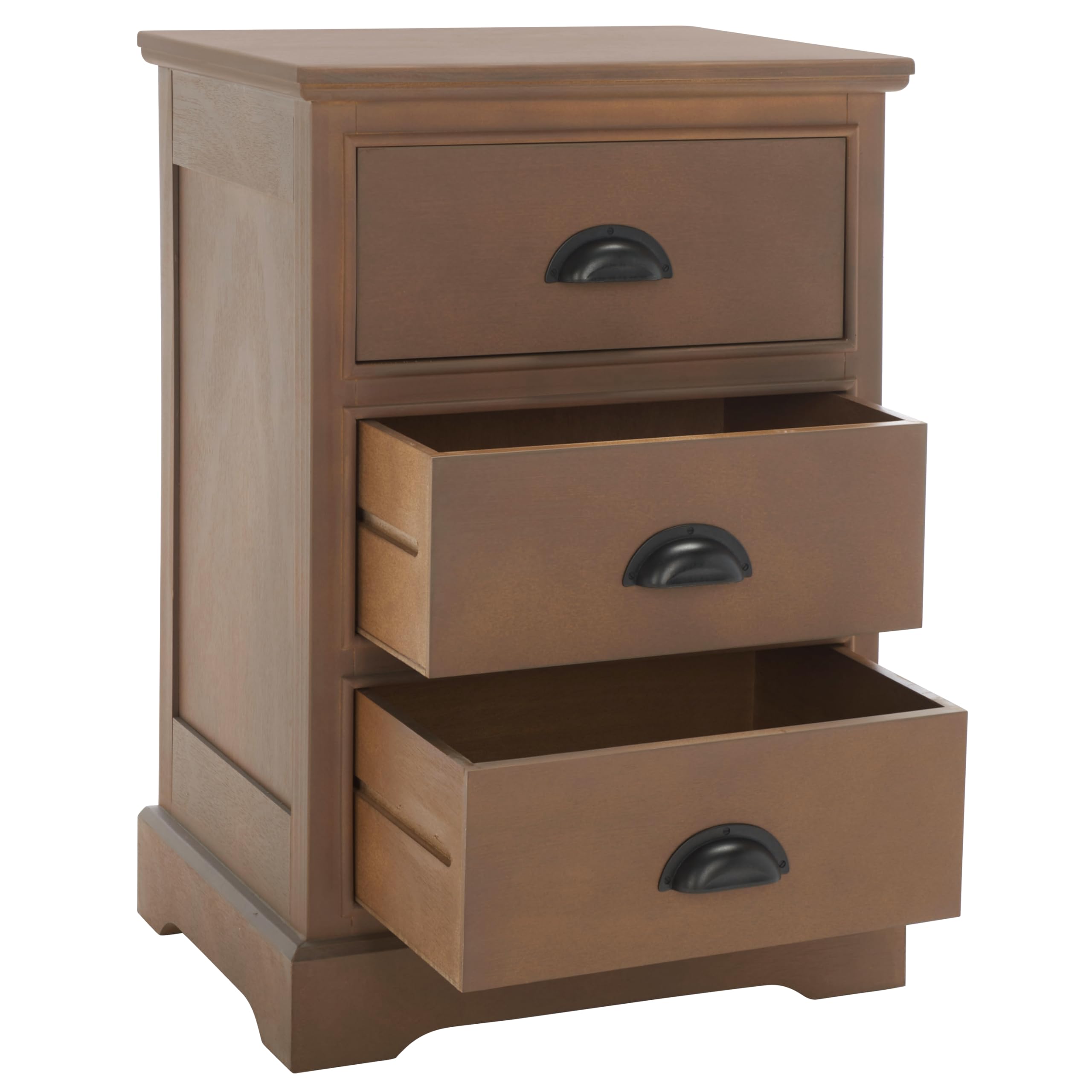 SAFAVIEH American Homes Collection Griffin Grey 3-Drawer Nightstand - Modern Bedside Table for Bedroom, Living Room & Office Furniture