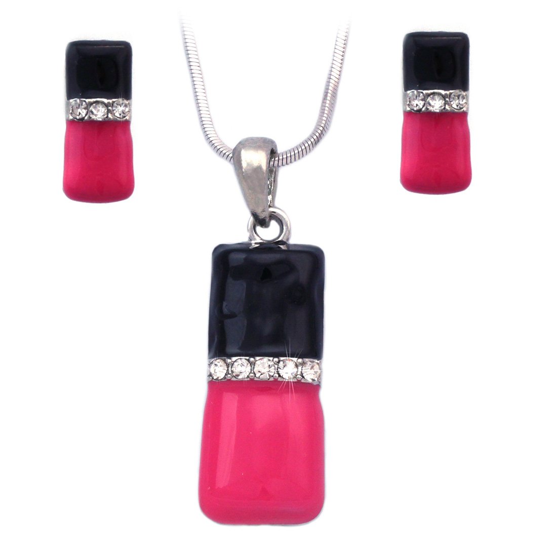 Manicurist Jewelry Set - Nail Polish Bottle Charm Stud Earrings & Necklace Gift for Nail Artists | Perfect for Salons, Gifts & Fashion Accessories