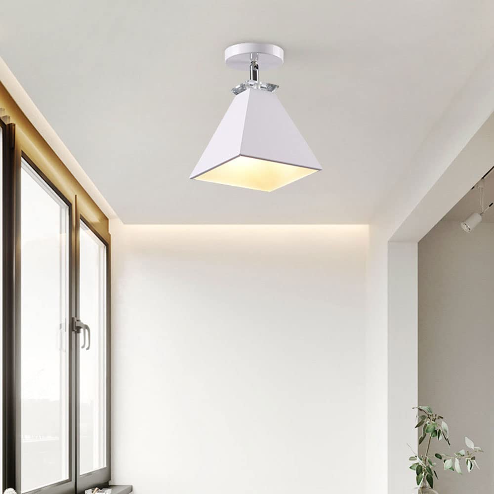 Macaron Ceiling Light - Industrial Chandelier with Metal Shade, Semi Flush Mount Lighting Fixture, Nordic Style for Hallway, Corridor & Aisle - Perfect for Dining Room, Bedroom & Living Room Decor