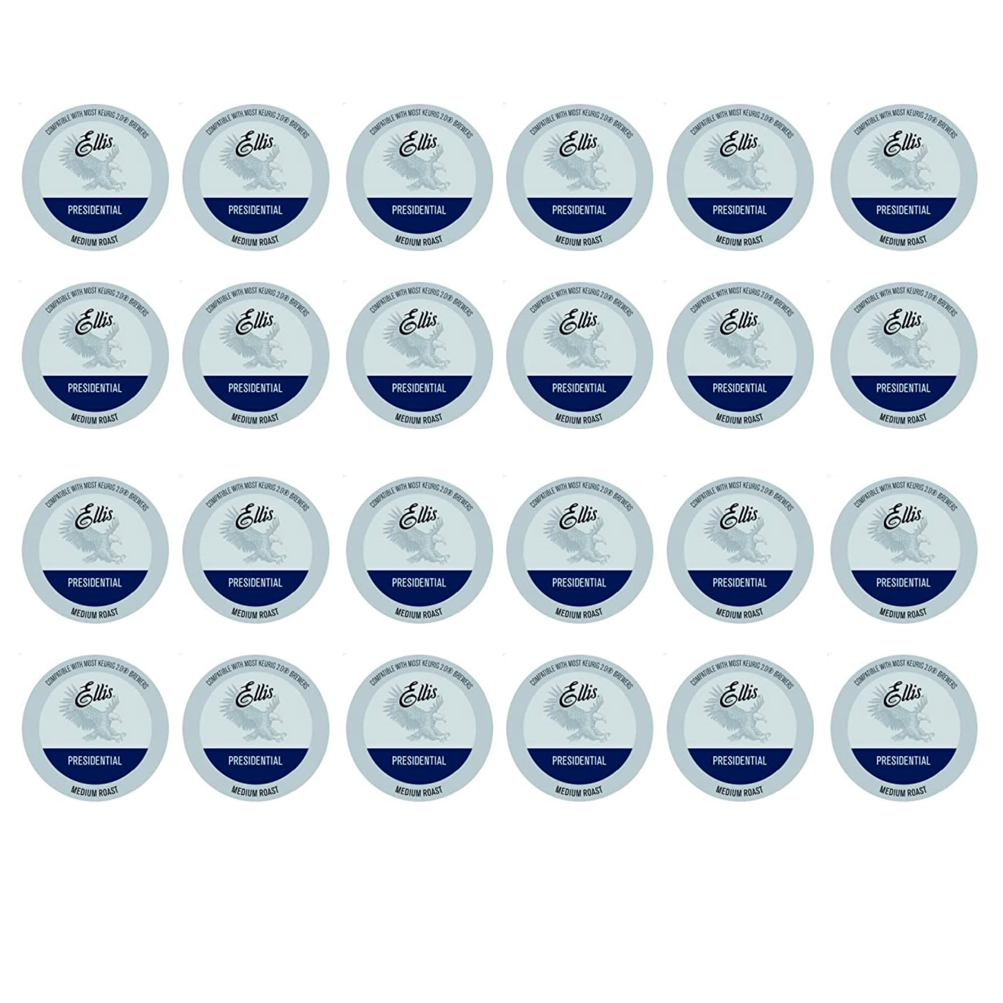 Ellis Coffee - Presidential Light Roast Single Serve Coffee Pods (24 Count) - Compatible with Keurig 2.0 - Perfect for Office, Home & Travel Use