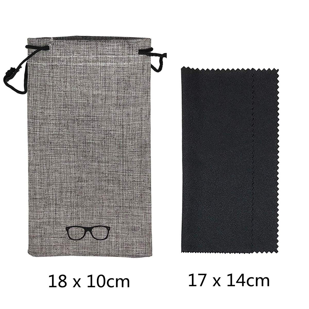 3-Piece Hard Shell Eyeglasses Case Set - Retro Style Portable Glasses Storage with Linen Fabric, Includes Glasses Pouch & Cleaning Cloth - Perfect for Women, Men & Kids - Ideal for Travel, Work & Daily Protection
