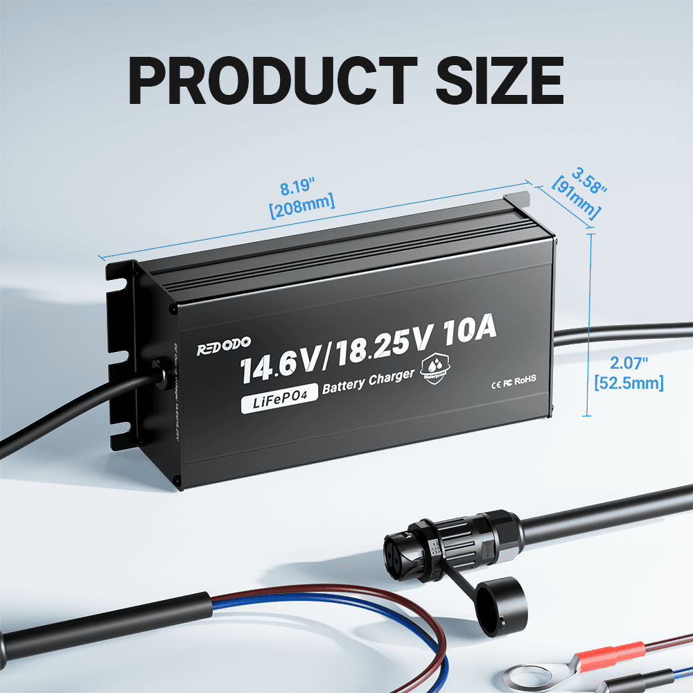 Redodo 14.6V/18.25V 10A Fast Lithium Battery Charger for Power Tools, E-Bikes, and Scooters - Smart Charging with Overcharge Protection | Perfect for DIY Projects and Outdoor Adventures