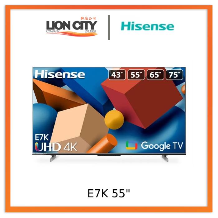 Hisense E7K 55-Inch 4K UHD Smart Google TV with Dolby Vision HDR - Streaming, Gaming & Home Theater Experience