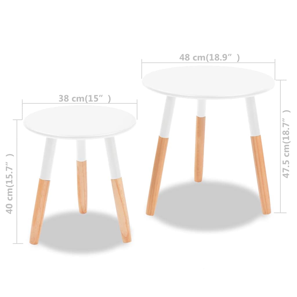 Round Side Nightstands Set of 2 - Solid Pinewood Small Tables for Living Room, Bedroom, Office - Indoor/Outdoor White Round Side Tables for Small Spaces - Perfect for Coffee Table, Nightstand, or Accent Furniture