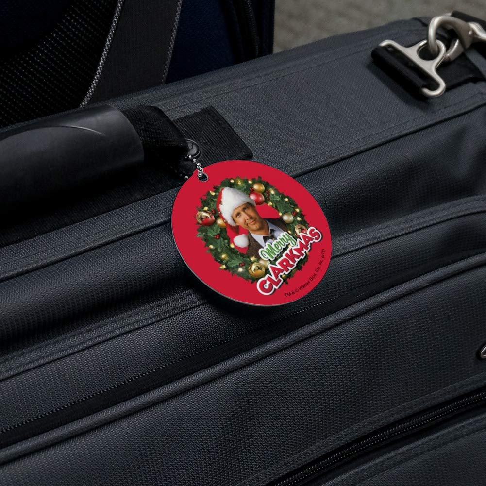Merry Clarkmas Round Luggage ID Tag - Christmas Vacation Themed Suitcase & Carry-On Accessory - Perfect for Holiday Travel & Gift Giving