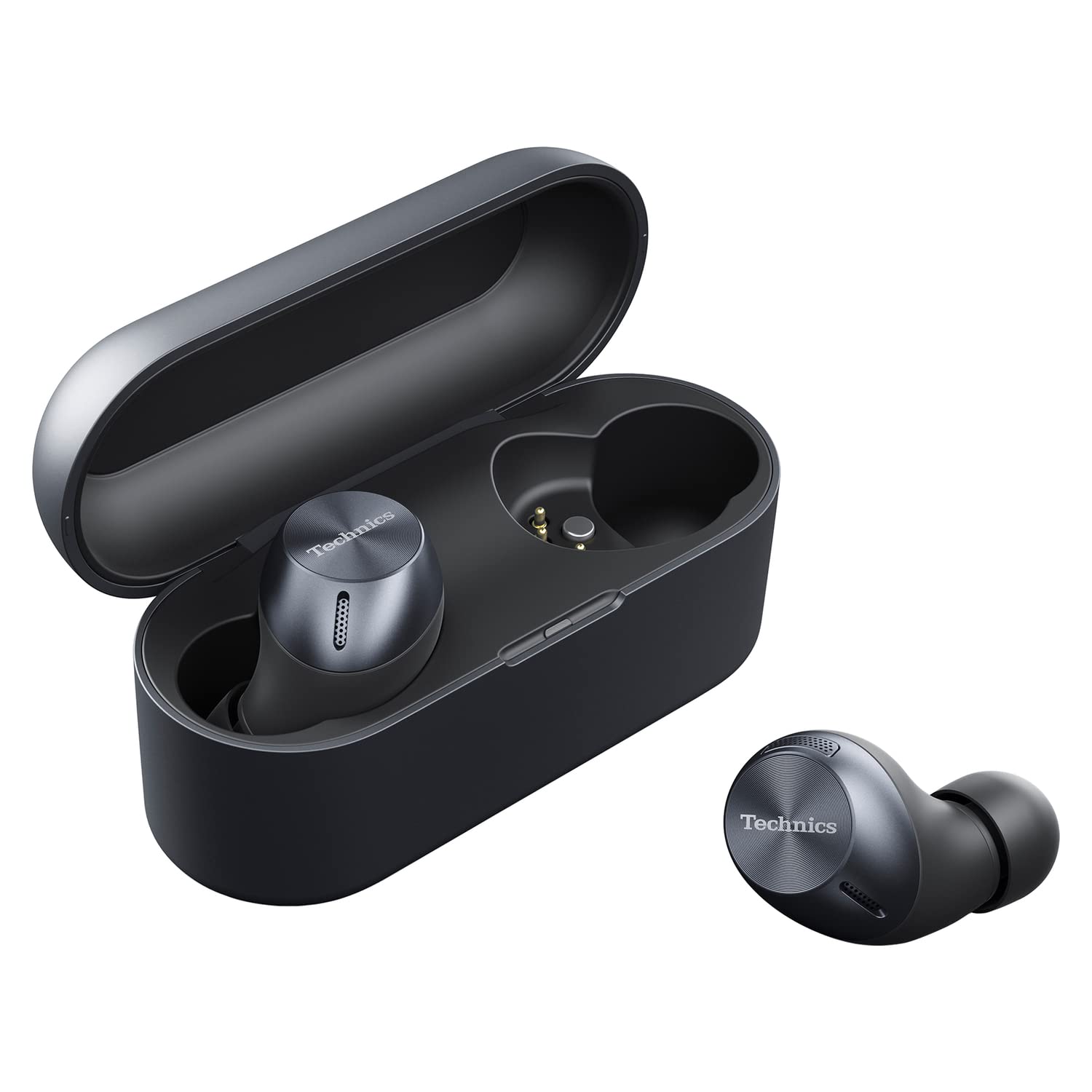 Technics EAHAZ40PK True Wireless Stereo Bluetooth Earbuds with Charging Case - In-Ear Headphones with Built-in Mic for iPhone/Android (Black) - Perfect for Gym, Commuting & Travel