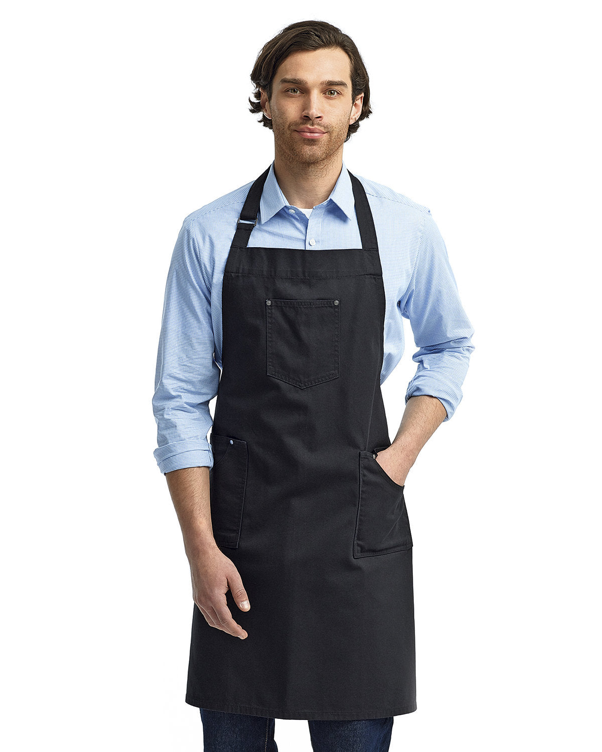 Reprime RP132 Unisex Cotton Chino Bib Apron - Artisan Collection for Cooking, Baking & Grilling - Durable Kitchen Apron with Adjustable Straps for Chefs & Home Cooks