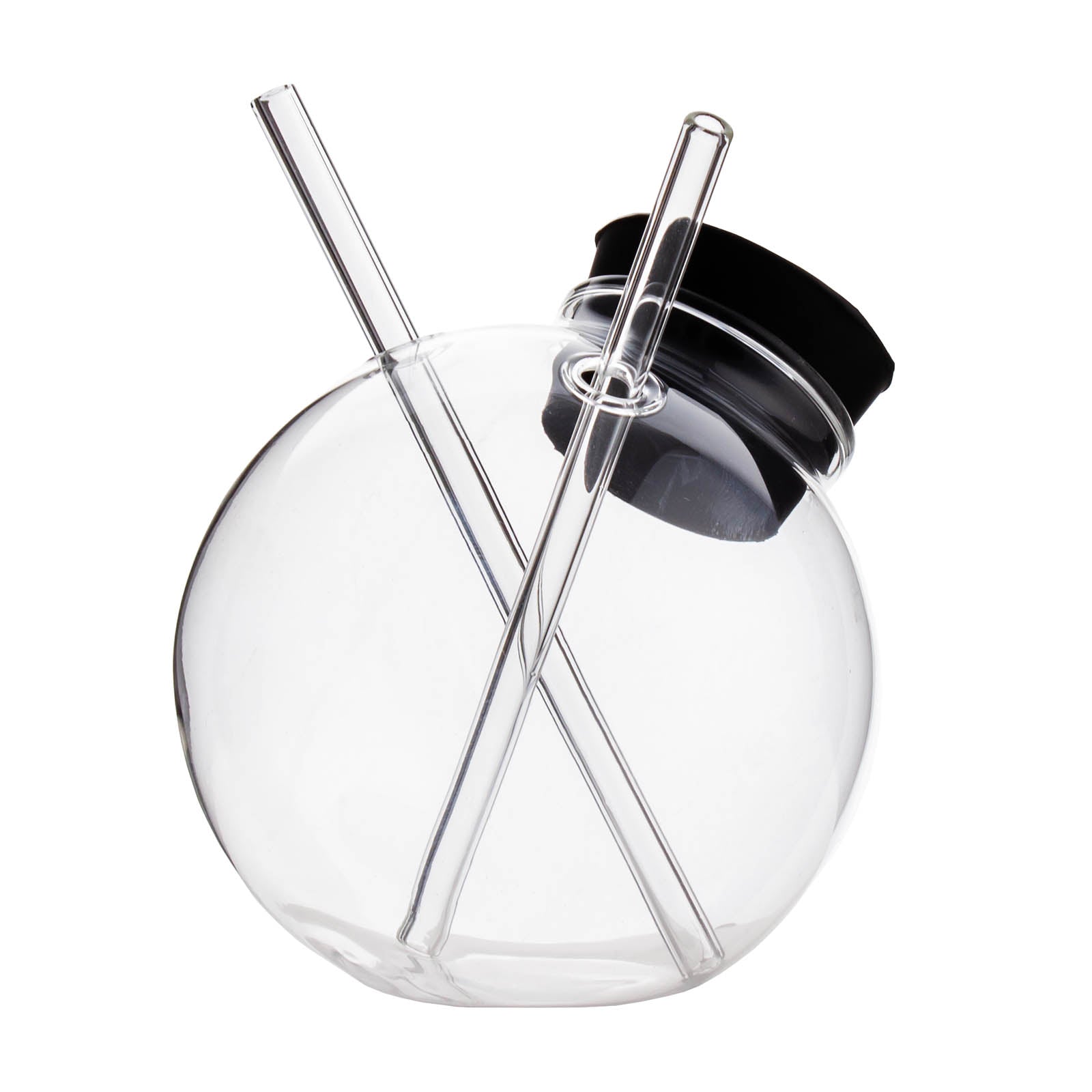 BarConic® Sphere Glass with 2 Straws - 9 oz Cocktail Drinking Glasses for Mojito, Margarita & Iced Coffee - Perfect for Home Bar, Parties & Outdoor Gatherings