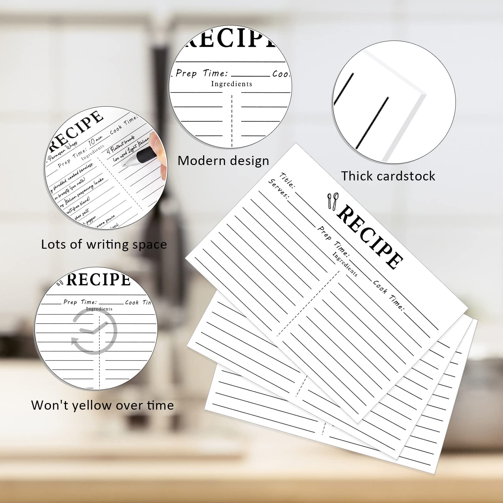 70-Pack 4x6 Blank Recipe Cards - Double Sided White Index Cards for Cooking, Baking & Meal Planning - Perfect for Bridal Showers, Wedding Gifts & Kitchen Organization