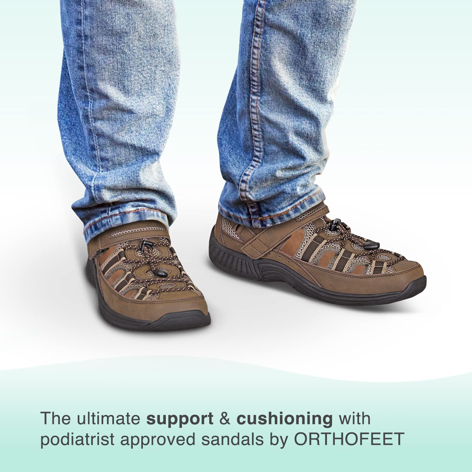 Orthofeet Men's Orthopedic Brown Leather Clearwater Sandals - Comfortable & Supportive Footwear for Plantar Fasciitis, Diabetes, Arthritis - Perfect for Walking, Travel & Summer Outdoor Activities