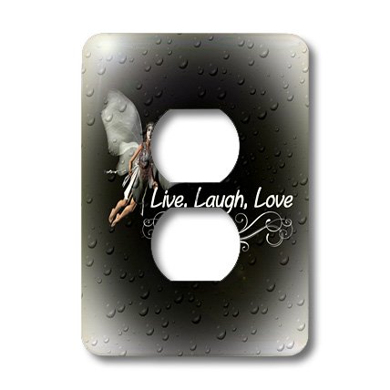 3dRose Live Laugh Love Outlet Cover - Decorative Electrical Wall Plate - Home Decor for Bedroom, Living Room, Kitchen - Motivational Quote Design - Easy DIY Installation