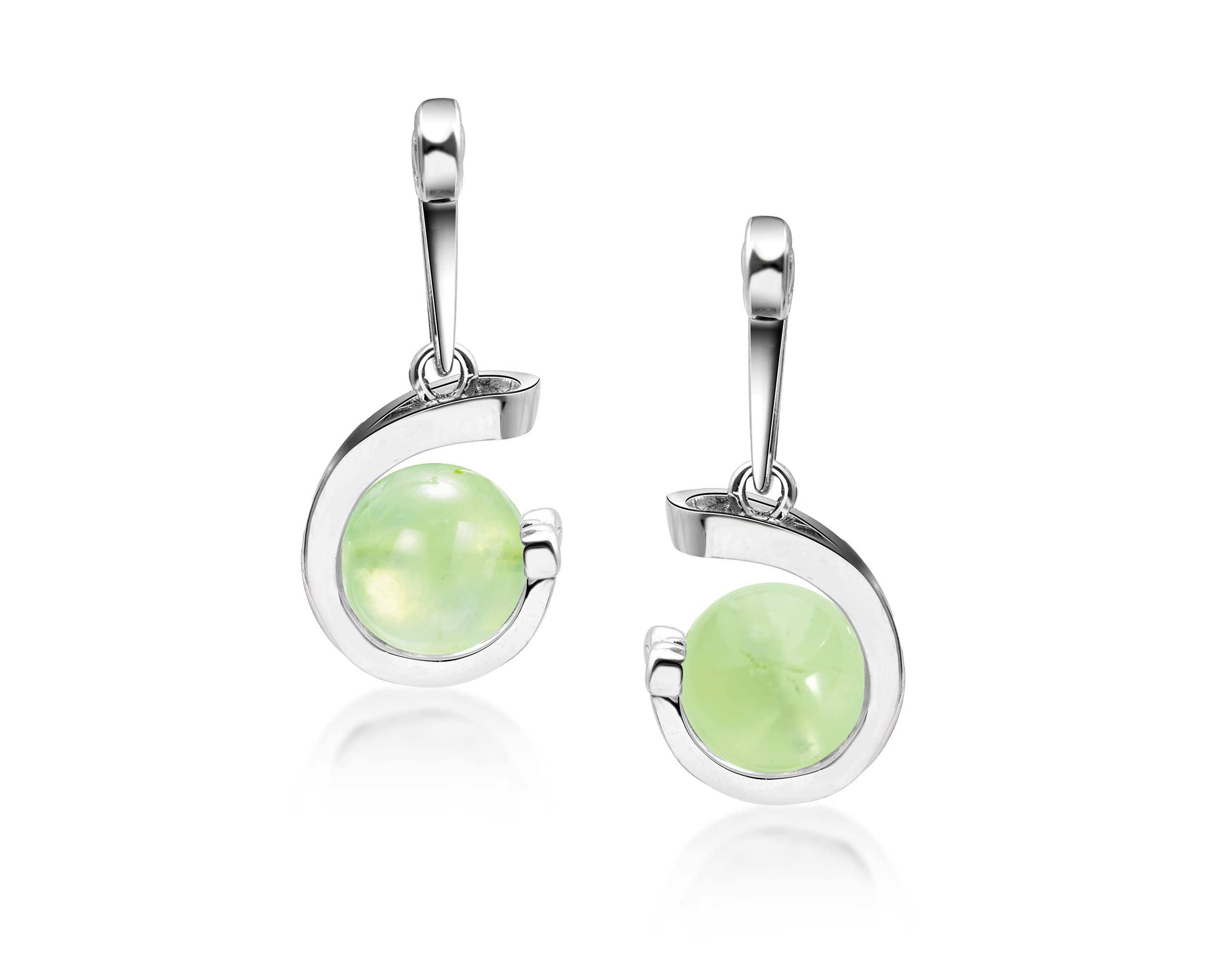 Peridot Earrings for Women - Dangle Drop Ball Earrings in Sterling Silver - August Birthstone Jewelry - Simple & Elegant Everyday Wear - Perfect for Gifts, Parties, and Special Occasions
