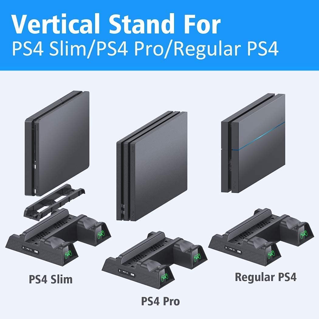 DualShock 4 Controller Charging Dock with Cooling Fan Stand for PS4/PS4 Slim/PS4 Pro - Perfect for Gaming Sessions & Console Protection