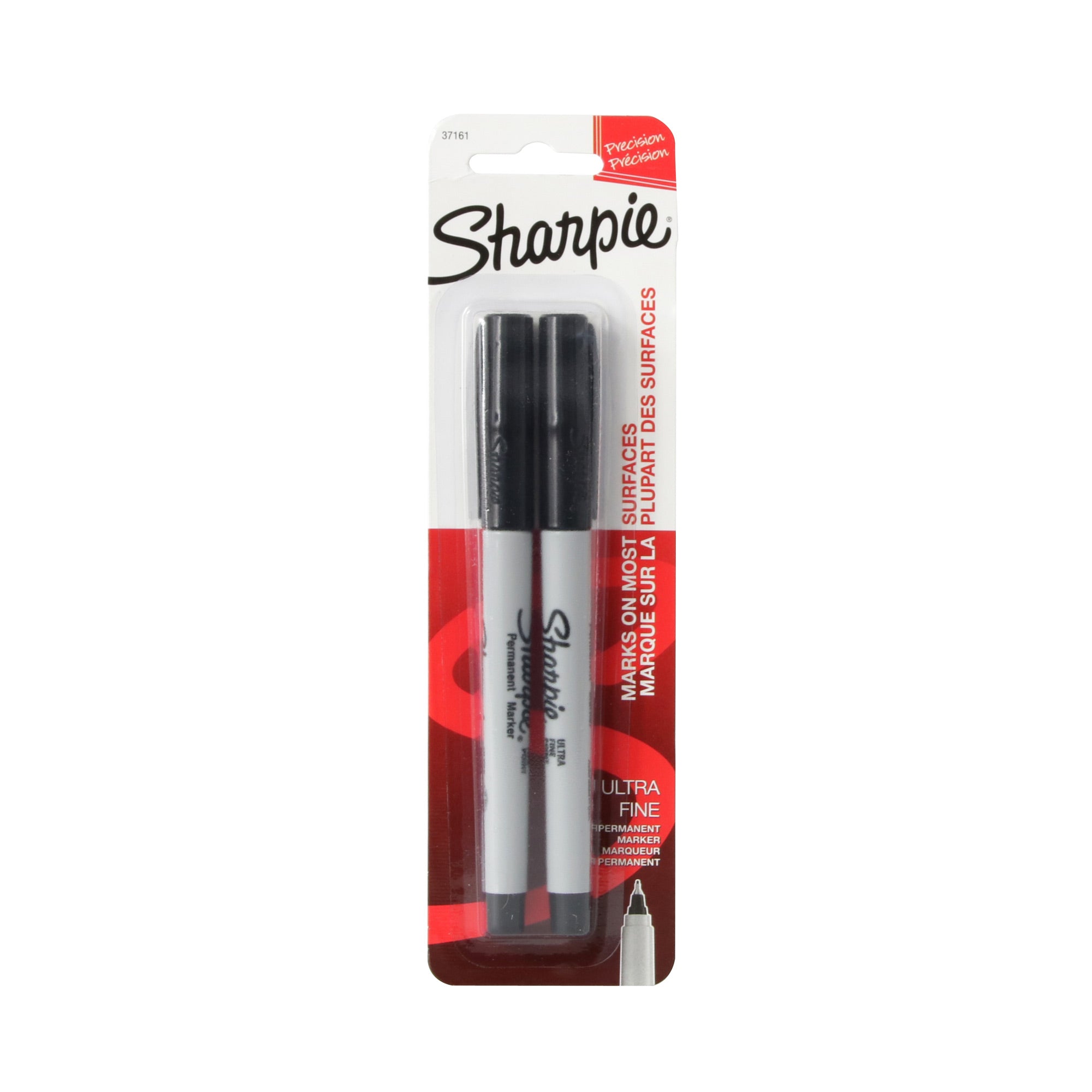 2 Pack Ultra Fine Tip Permanent Markers - Black Ink Waterproof & Fade Proof - Perfect for Art, Crafts, Labeling & Office Use