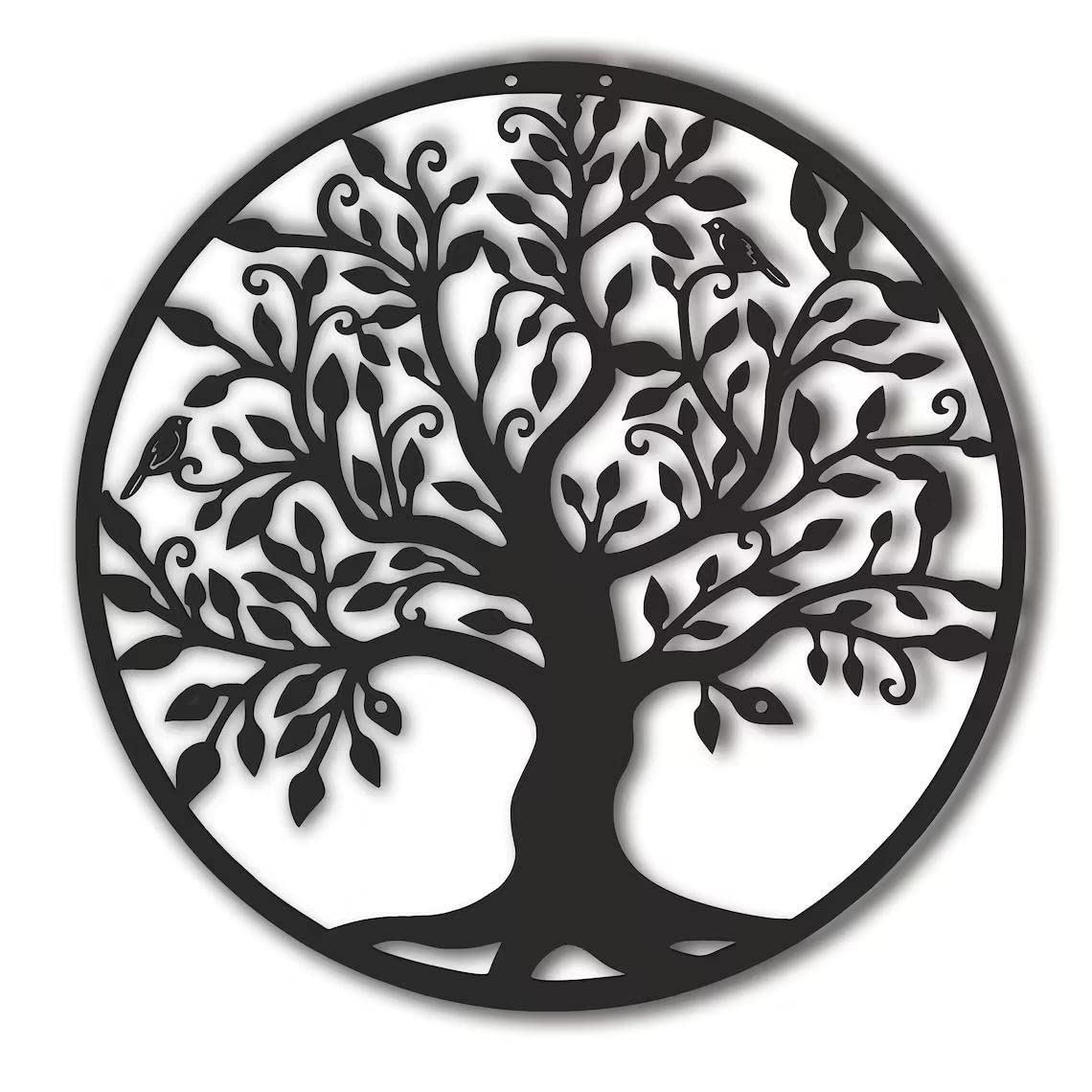 VICAE Tree of Life Metal Wall Art - 28cm Vintage Home Decor Sculpture for Indoor & Outdoor Spaces | Bedroom, Living Room, Garden Wall Hanging Decor | Perfect for Boho, Farmhouse & Modern Interior Design Styles