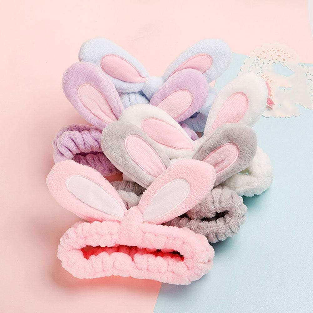 Clara Tracy KV2C Blue Rabbit Ears Face Wash Strap - Acrylic Headband for Skincare, Makeup & Spa - Perfect for Washing Face, Applying Makeup & Relaxing at Home
