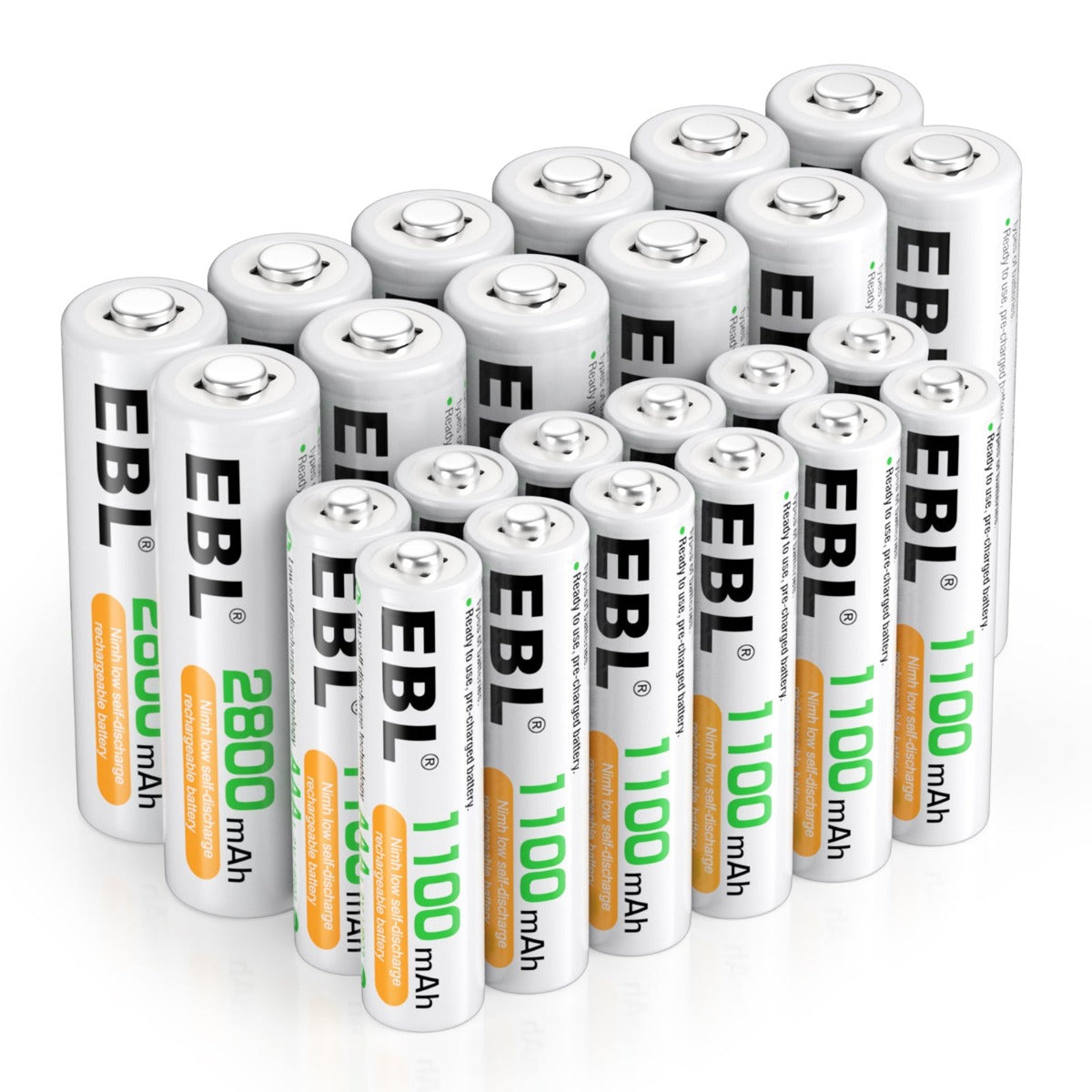 EBL AA AAA Rechargeable Batteries 16-Pack with USB Charger - High Capacity NiMH Batteries for Cameras, Toys, Flashlights & More - Long Lasting Power Solution