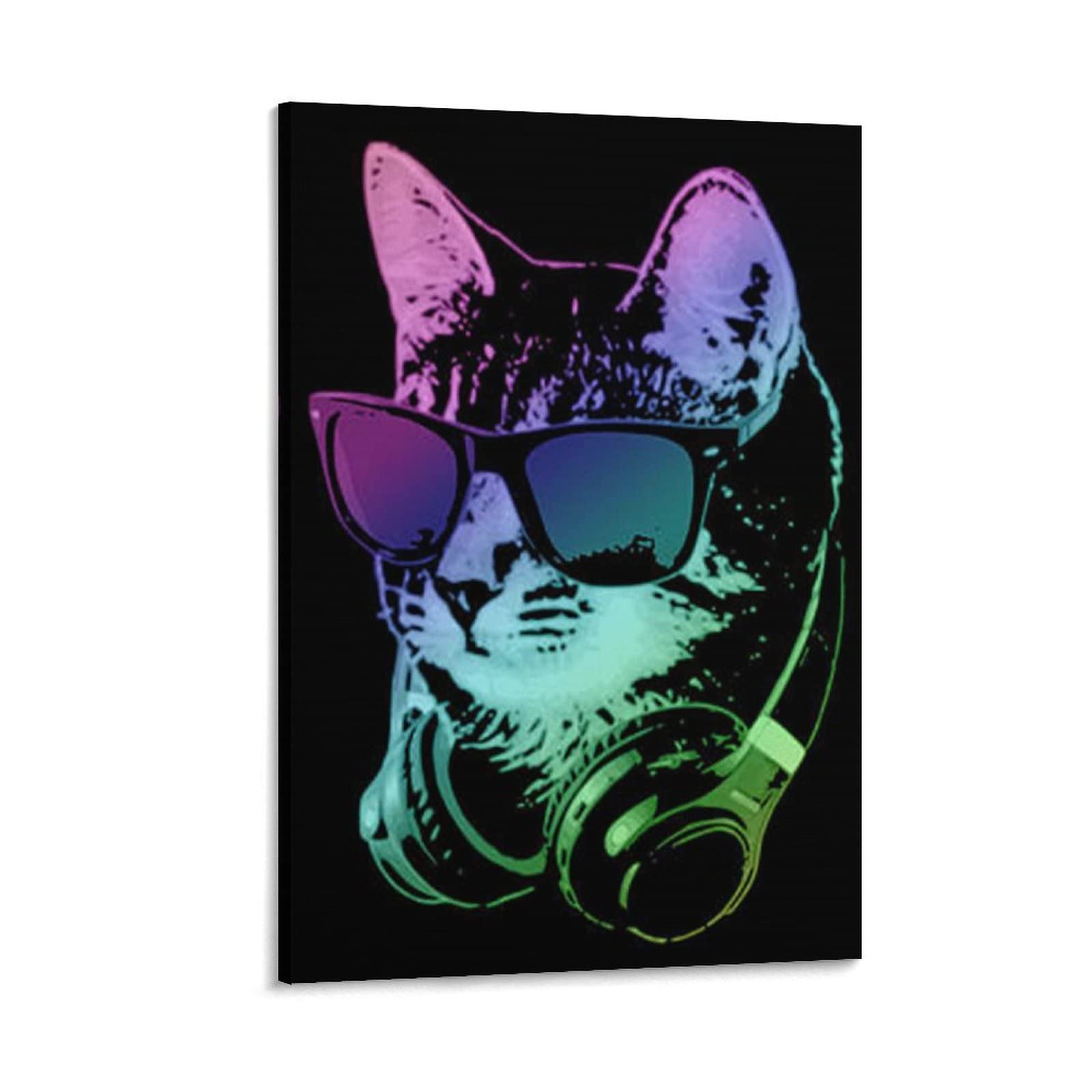 Modern Abstract Canvas Wall Art - Animal with Headphones Oil Painting Print, Ready to Frame 12x18 inches (30x45 cm) - Perfect for Home, Office, Living Room, Bedroom & Kitchen Decor | Wall Art for Music Lovers & Unique Gift Idea