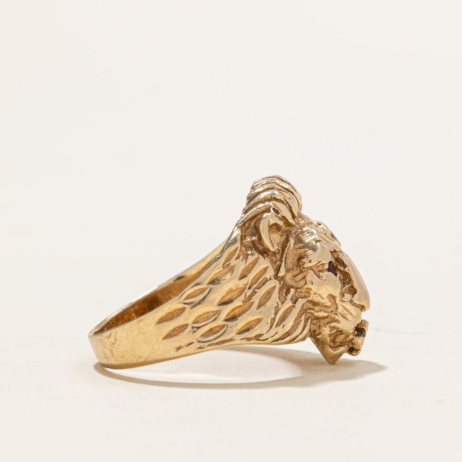 10K Gold Plated Synthetic Ruby Lion Head Ring - 0.06ctw - Size 8.75 - Elegant Statement Jewelry for Women, Perfect for Parties, Weddings & Special Occasions