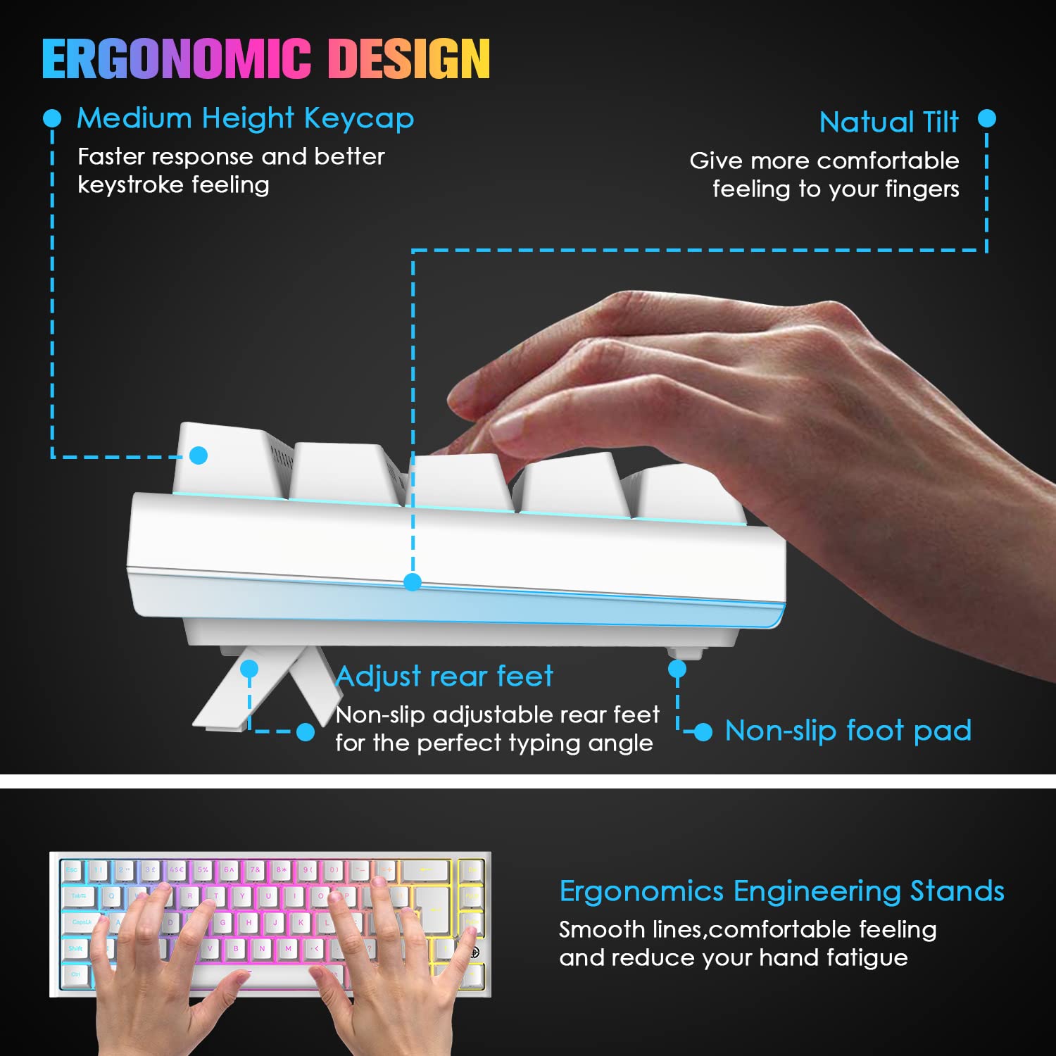 LexonElec 60% RGB Mechanical Keyboard - Red Switches for Gaming & Office Use