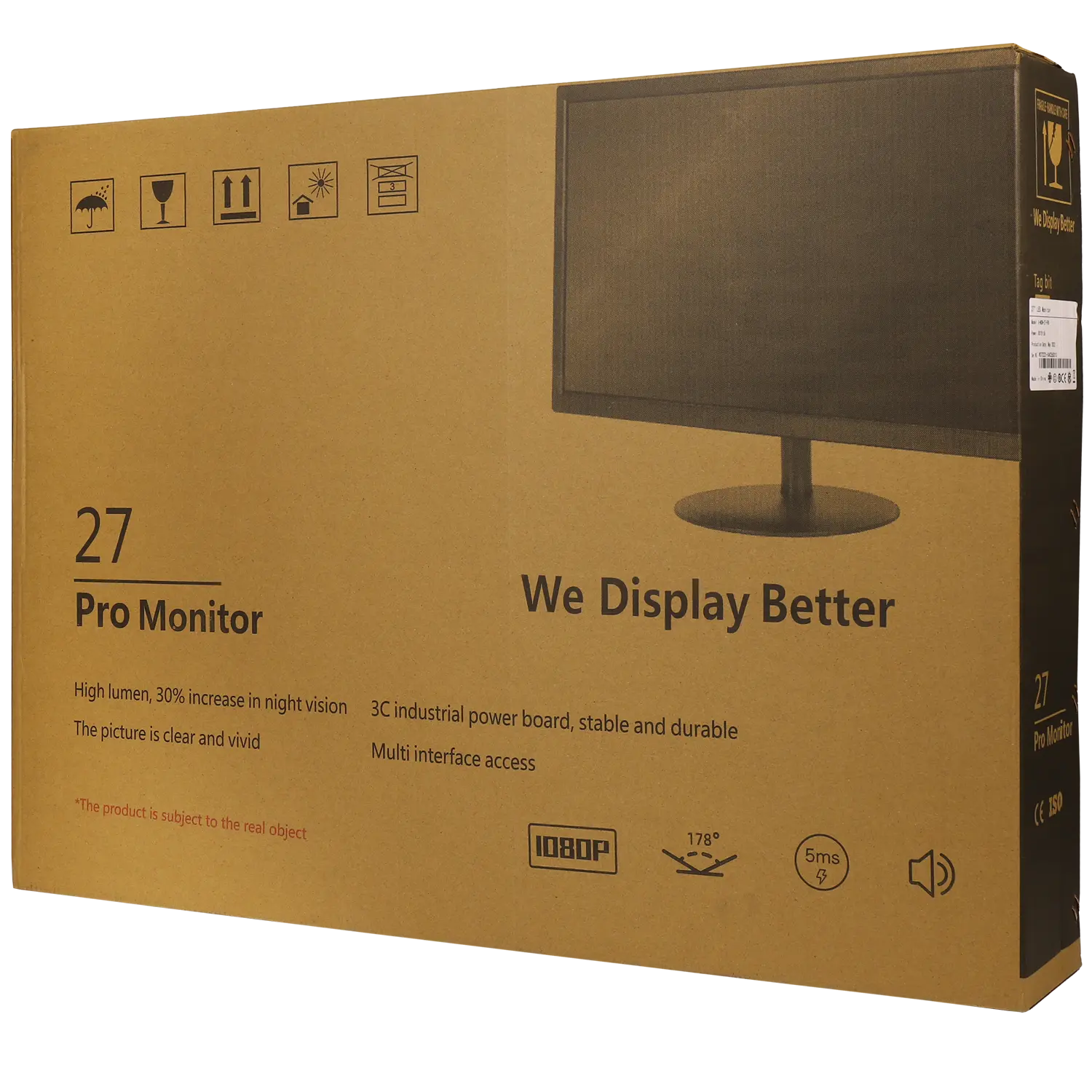 27 Inch Full HD LED Monitor with Built-in Dual Speakers - Perfect for Home Office, Gaming, and Entertainment