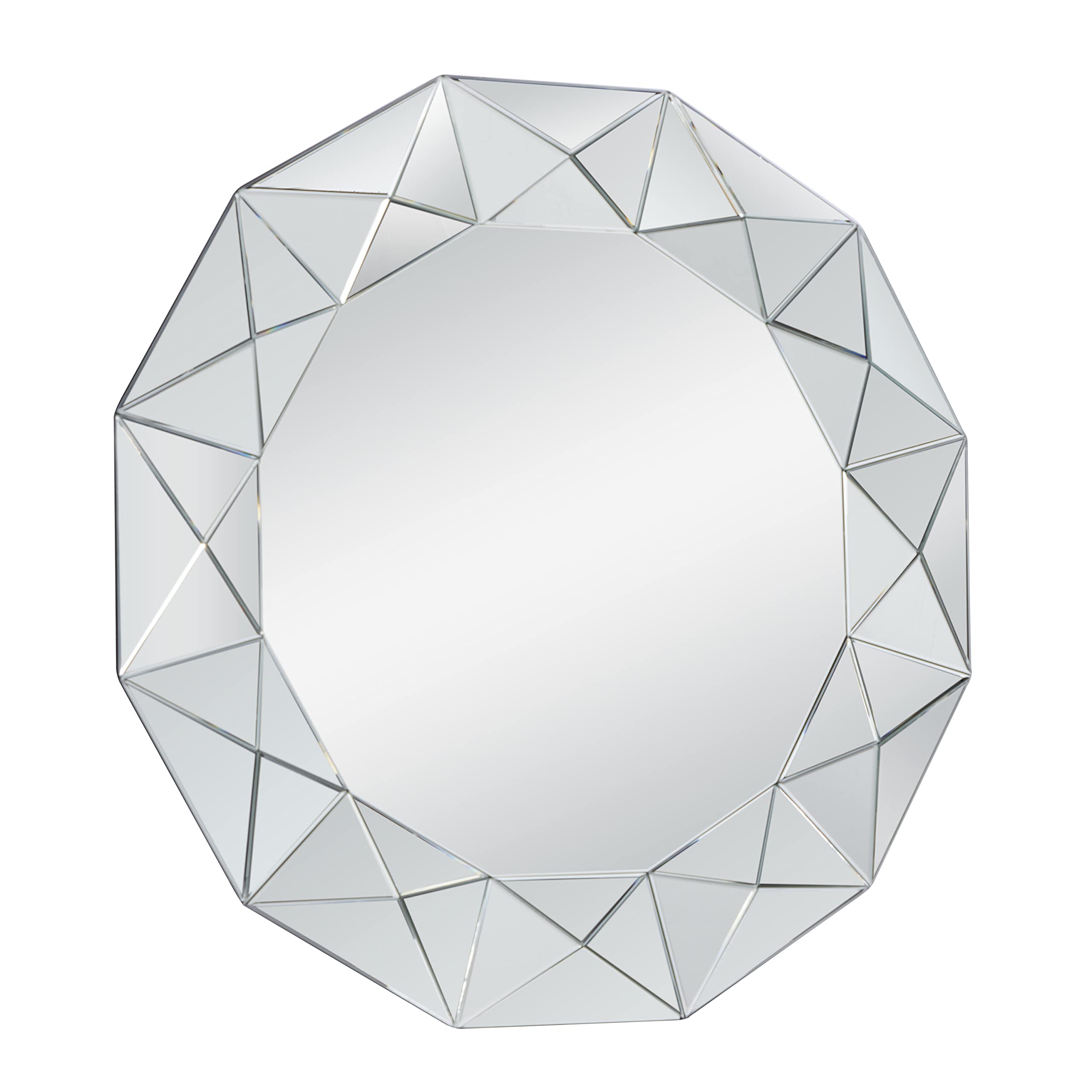 Deco 79 Starburst Wall Mirror 40 Inch Round Silver Glass Entryway Mirror - Modern Home Decor for Living Room, Bedroom, Hallway & Foyer (Wall Mounted)