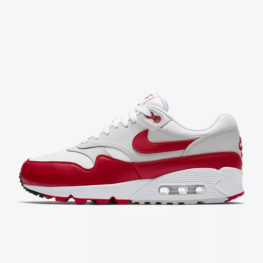Nike Air Max 90/1 Sneakers - White & Red Retro Running Shoes for Men & Women | Perfect for Casual Wear, Gym & Street Fashion