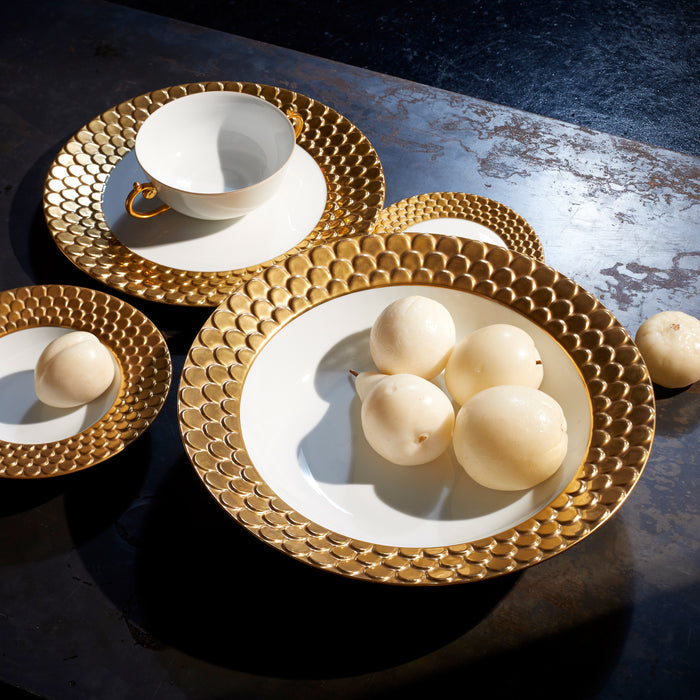 Aegean Gold Decorative Dessert Plate - Elegant Serving Platter for Cakes, Pastries, and Appetizers - Perfect for Dinner Parties, Tea Time, and Special Occasions