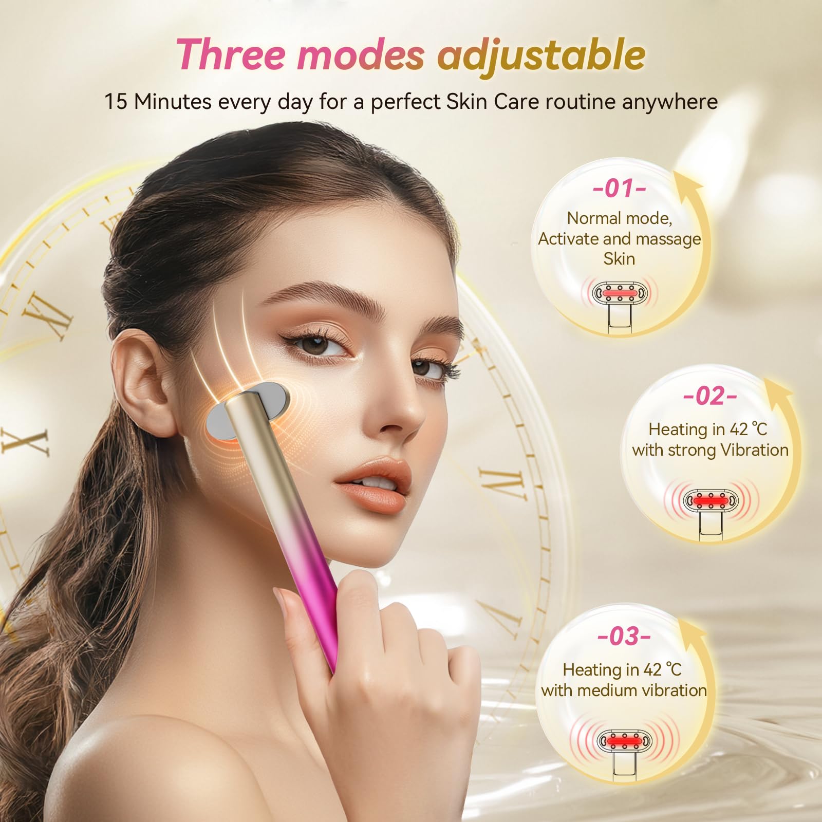 7 in 1 Red Light Therapy Device for Face & Eye Care - Home Use Skincare Equipment with Red & Blue Light Modes (Gradient Purple Pink) - Perfect for Anti-Aging, Wrinkle Reduction & Skin Rejuvenation at Home or Salon