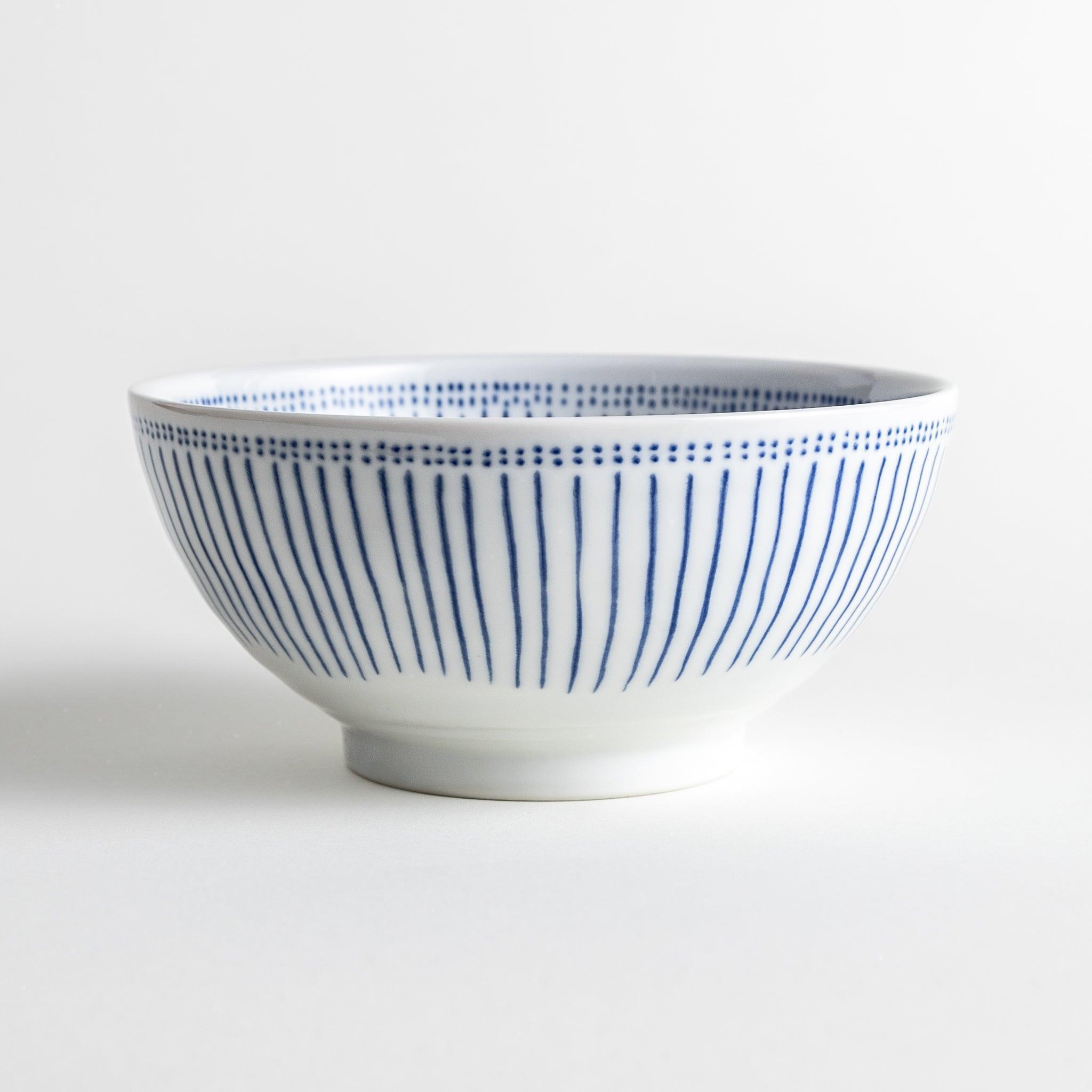Premium Dotted Stripe Donburi Bowl - Japanese Rice Bowl Set for Sushi, Poke & Bibimbap - Perfect for Home Dining & Restaurant Use