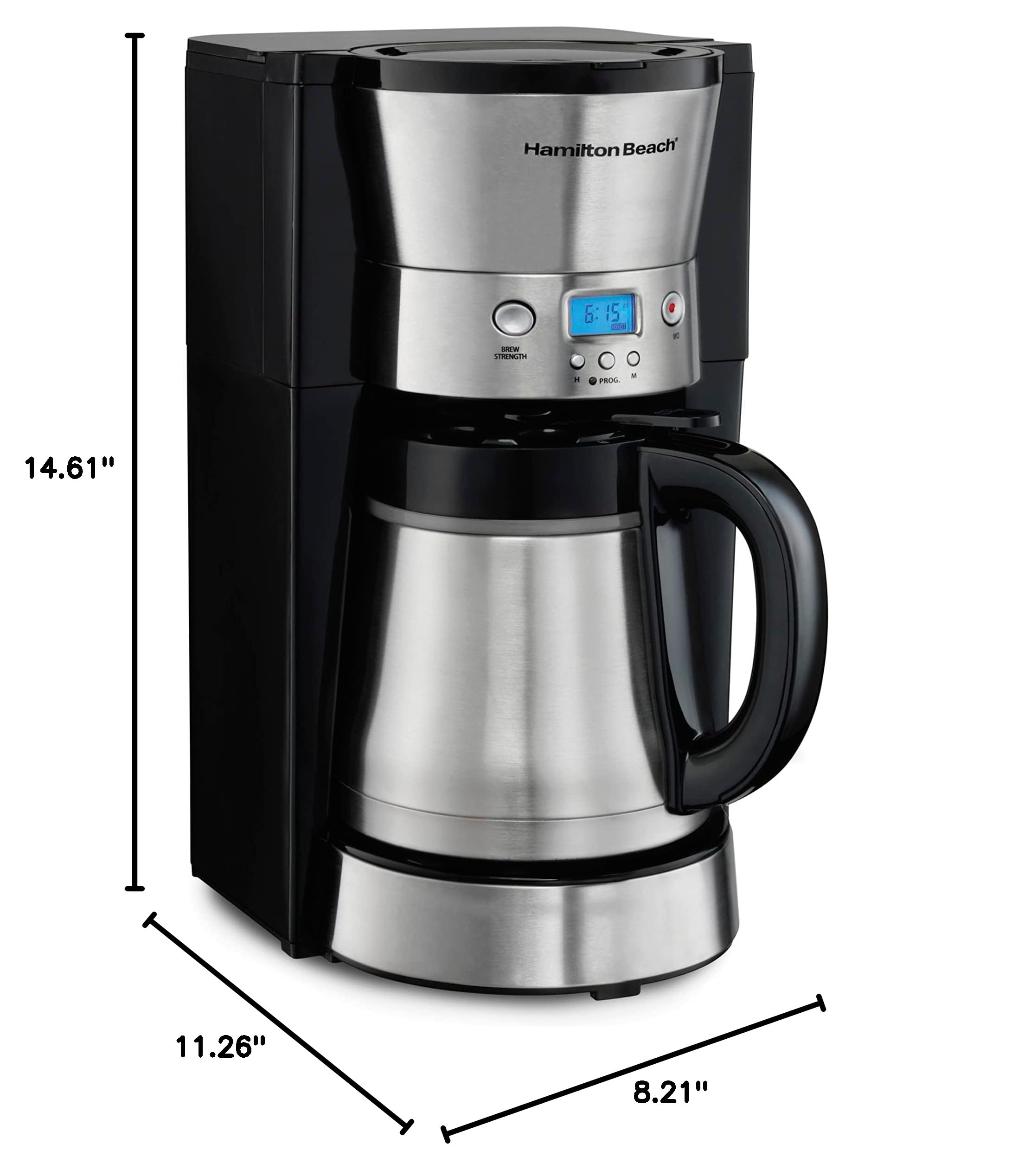 Hamilton Beach 10-Cup Programmable Coffee Maker with Thermal Carafe - 3 Brewing Options, Auto Shutoff, Pause & Pour - Stainless Steel (46899R) - Perfect for Home, Office & Entertaining