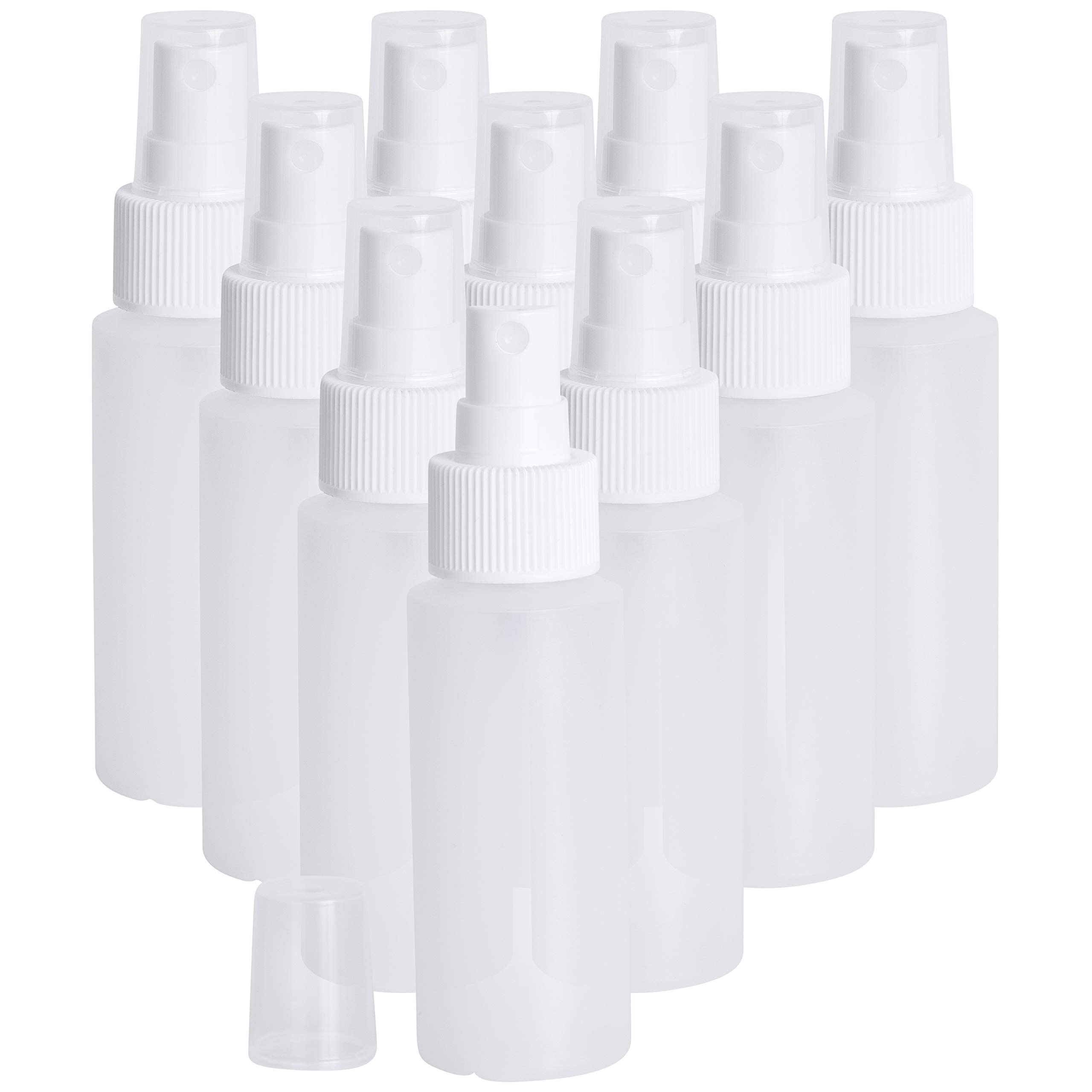 10 Pack 2oz Travel Size Spray Bottles - Leak Proof Empty Plastic Containers for Toiletries, Cosmetics & Liquids | Perfect for Airplane Carry On, Gym, Camping & Travel Accessories