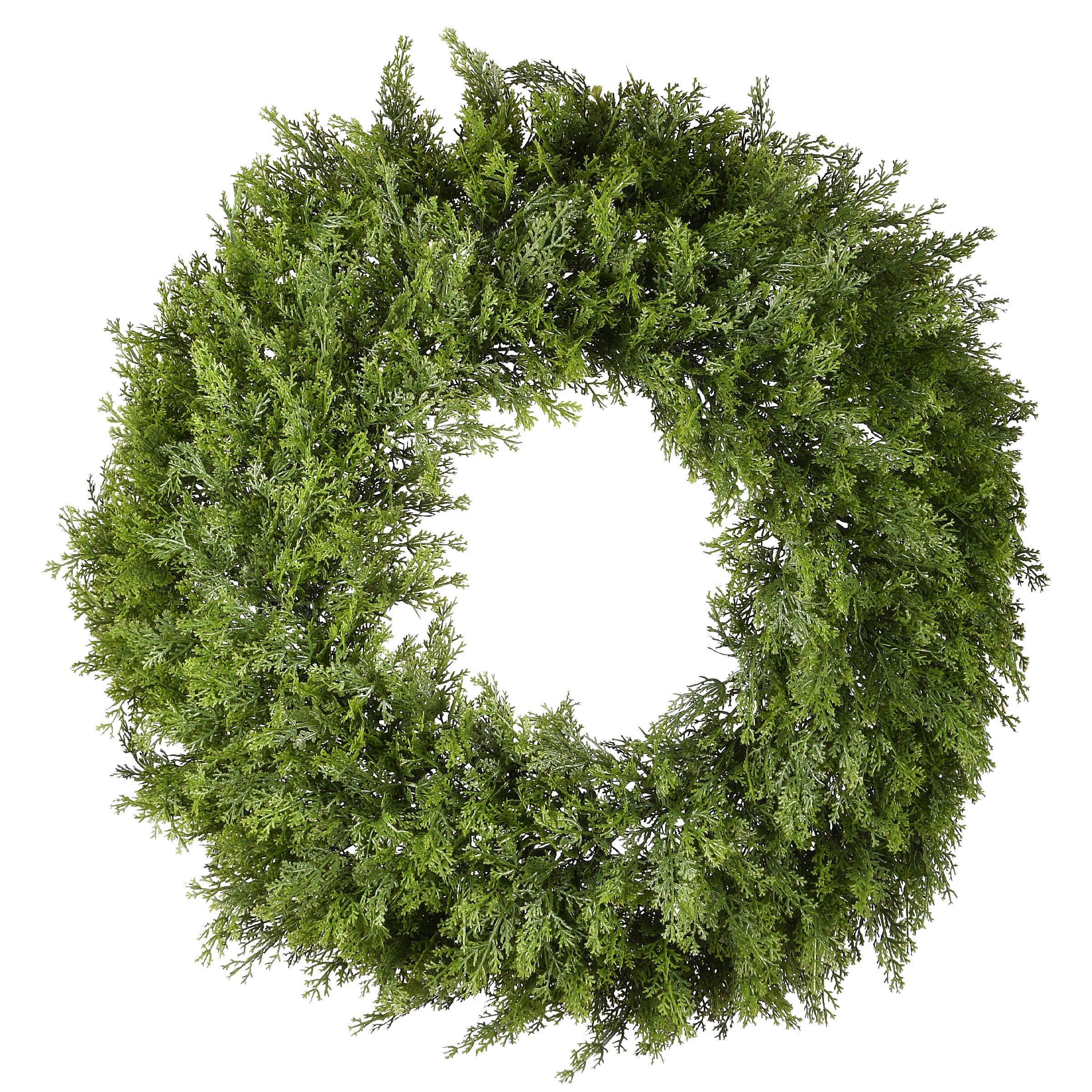 24 in. Arborvitae Wreath - Artificial Evergreen Christmas Wreath for Front Door, Holiday Decor, and Seasonal Home Decoration