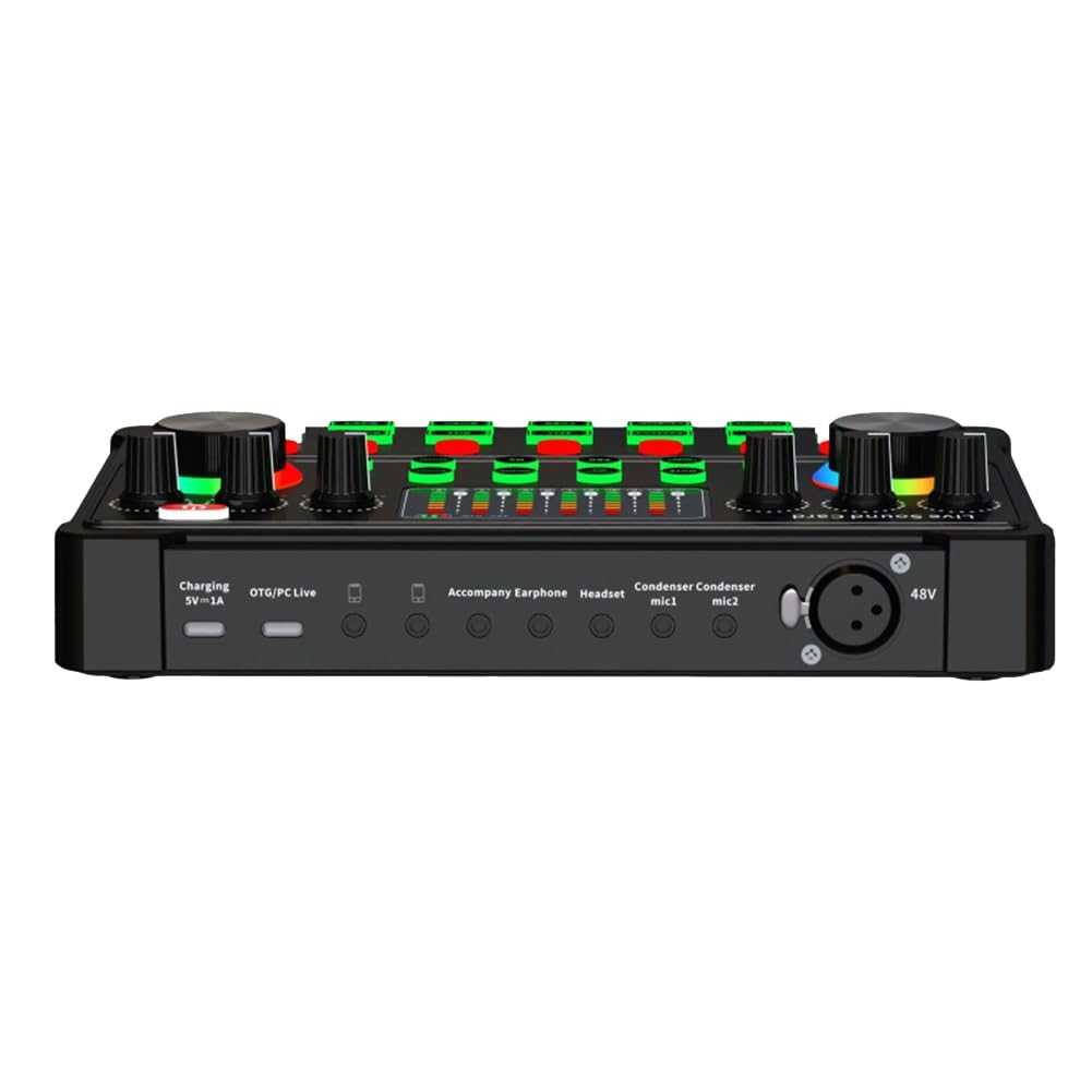Kahdsvby M3 RGB LED External USB Sound Card - No Bluetooth, Noise Reduction Mixer for Live Singing & Recording | PC/Mac Studio Streaming, Podcasting, Karaoke, Gaming Audio Setup