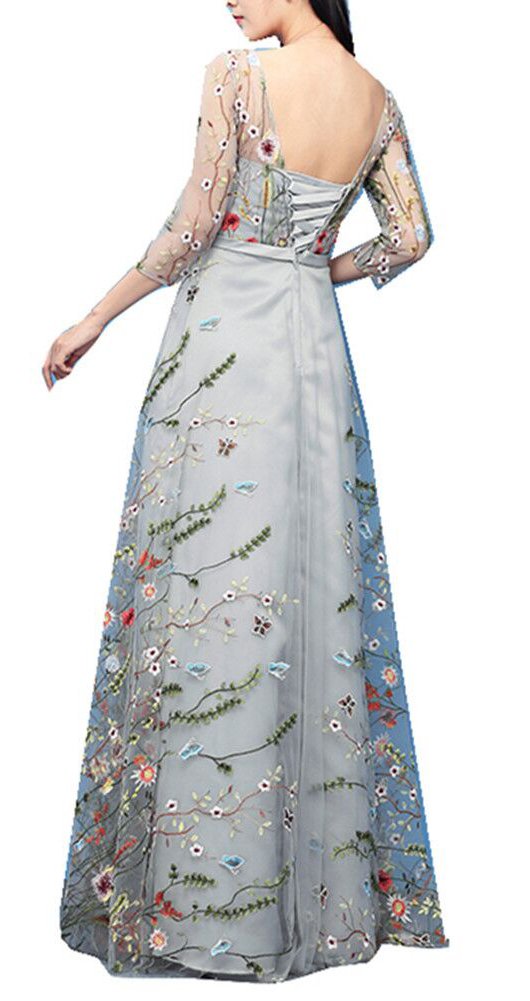 Honeydress Women's Embroidered Bohemian Long Sleeve Maxi Dress - Flowy Summer Beach Dress for Vacation, Wedding & Casual Wear