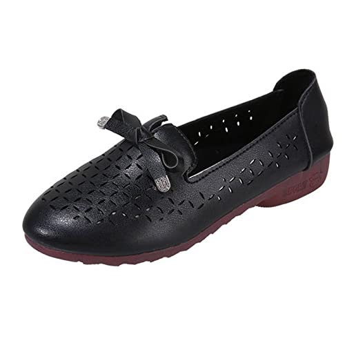 Breathable Lightweight Women's Casual Slip-On Shoes with Bow Decoration - Comfortable Heels for Everyday Wear, Office & Outdoor Activities