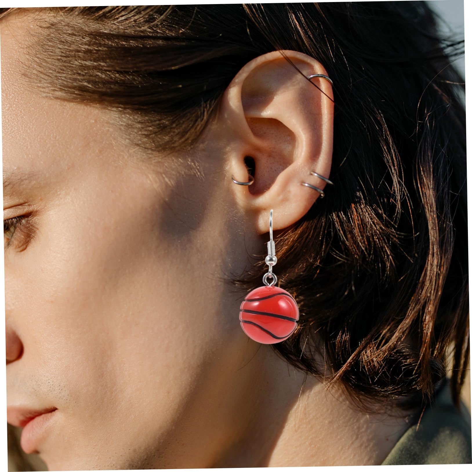GOOHOCHY 1 Pair Sports Ear Pendant - Basketball Jewelry Earrings for Women & Men - Dangle Ear Drops for Basketball Games, Workouts & Casual Wear - Novelty Sports Ear Decor