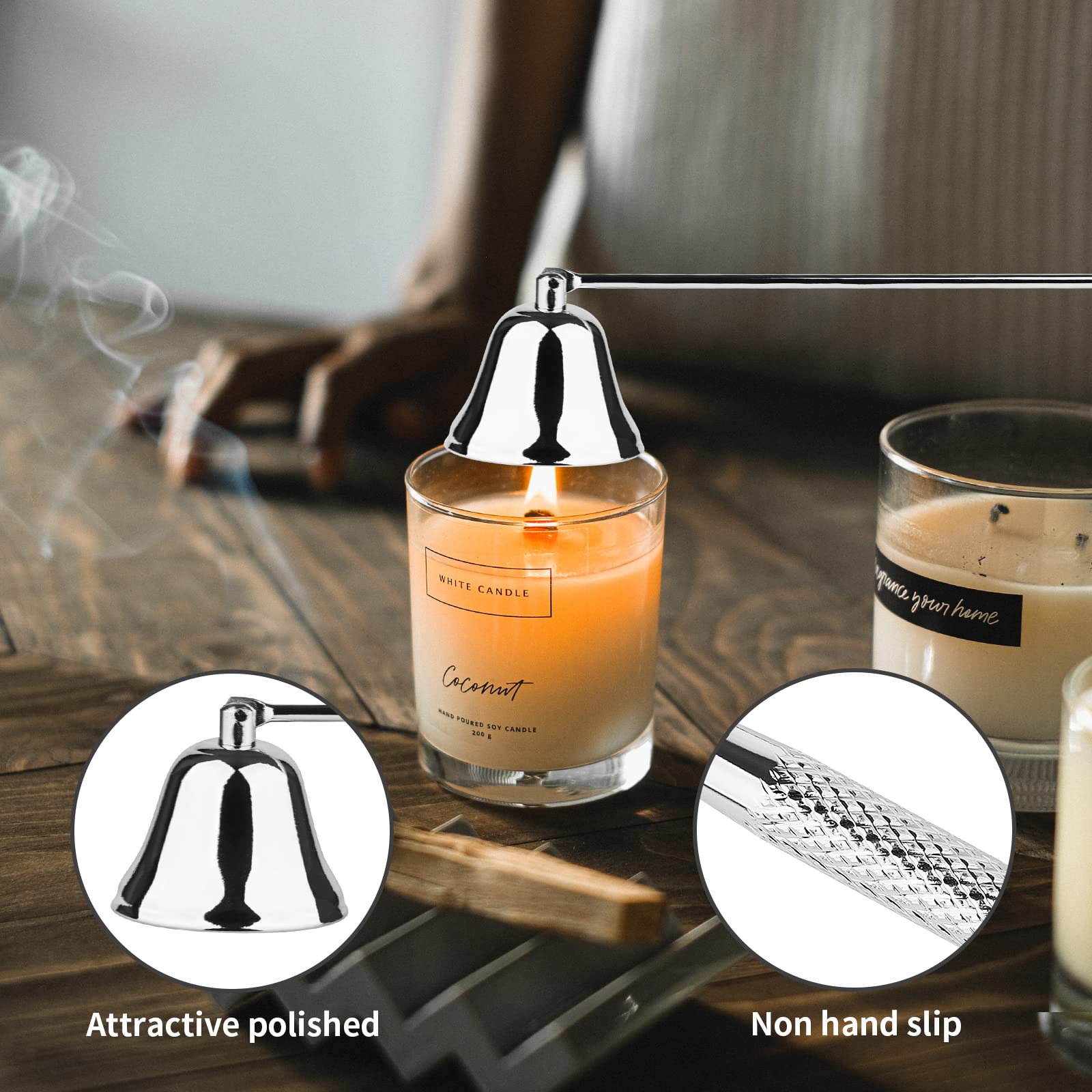 Kirecoo 3-in-1 Candle Accessory Set - Wick Trimmer, Snuffer & Dipper for Candle Care (Silver) | Perfect for Home Decor, Relaxation & Aromatherapy