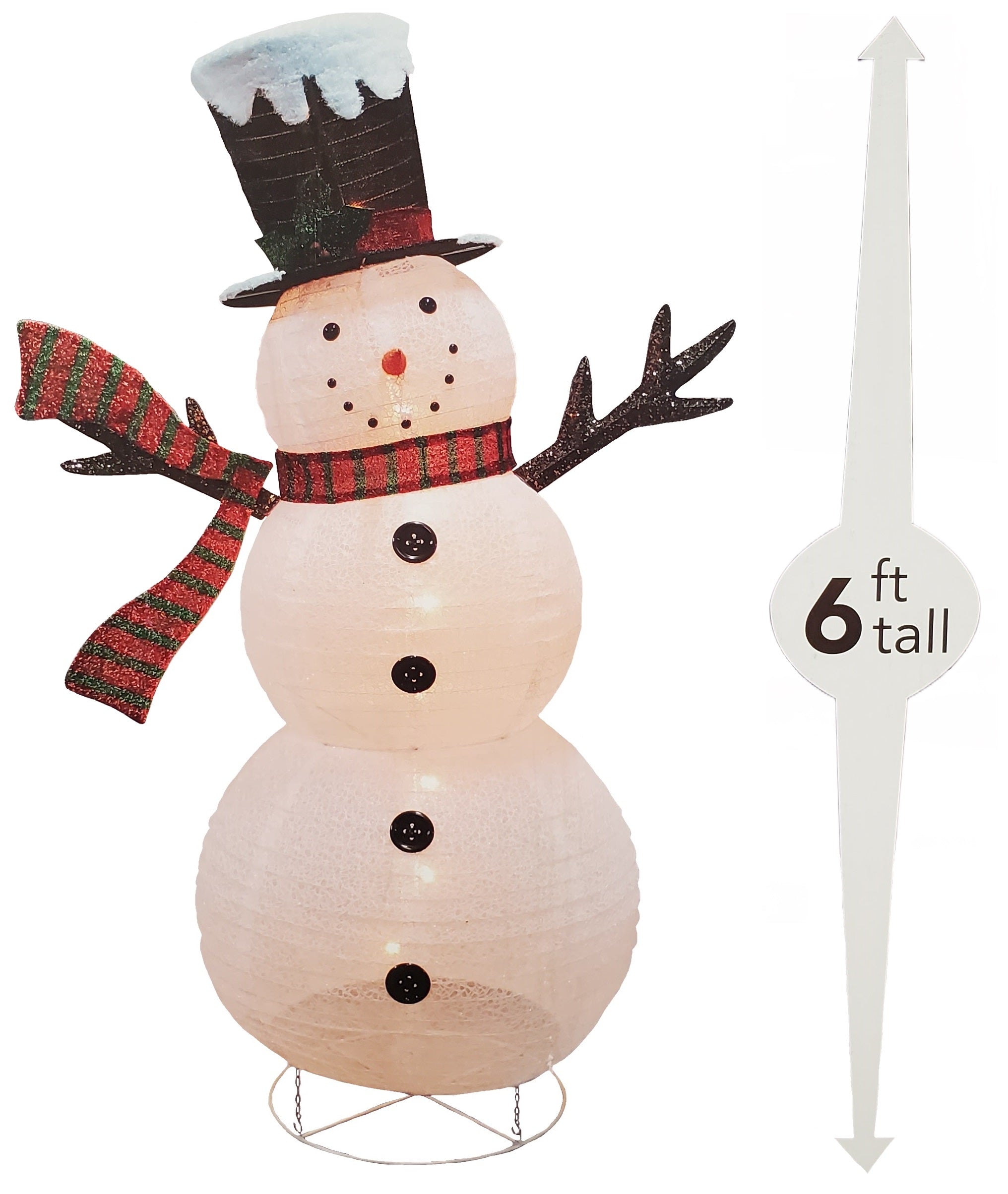 72 LED Lighted Lantern Snowman with Top Hat Sculpture - Outdoor Christmas Decoration for Yard, Garden & Holiday Party Decor